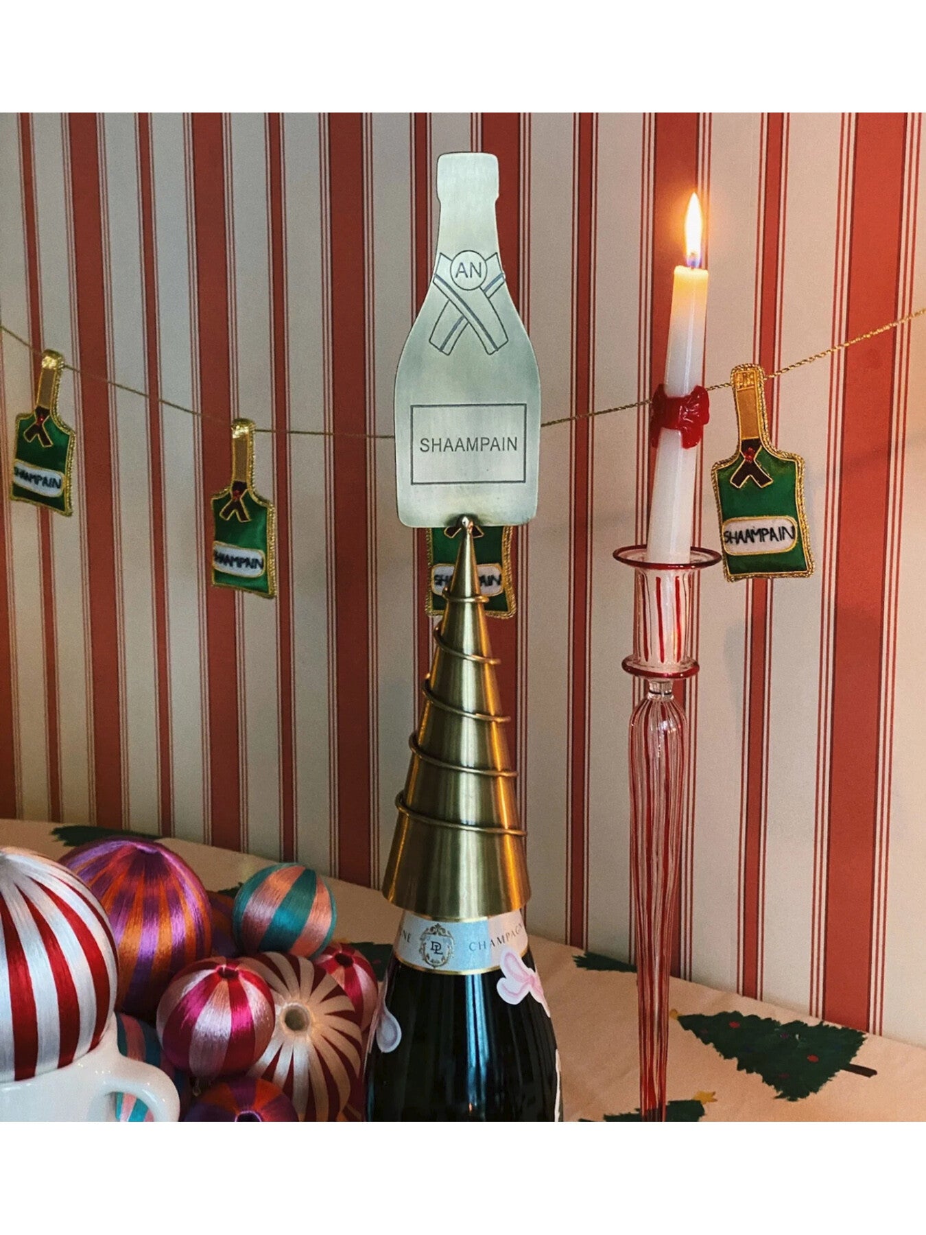 Champagne Bottle Christmas Tree Topper