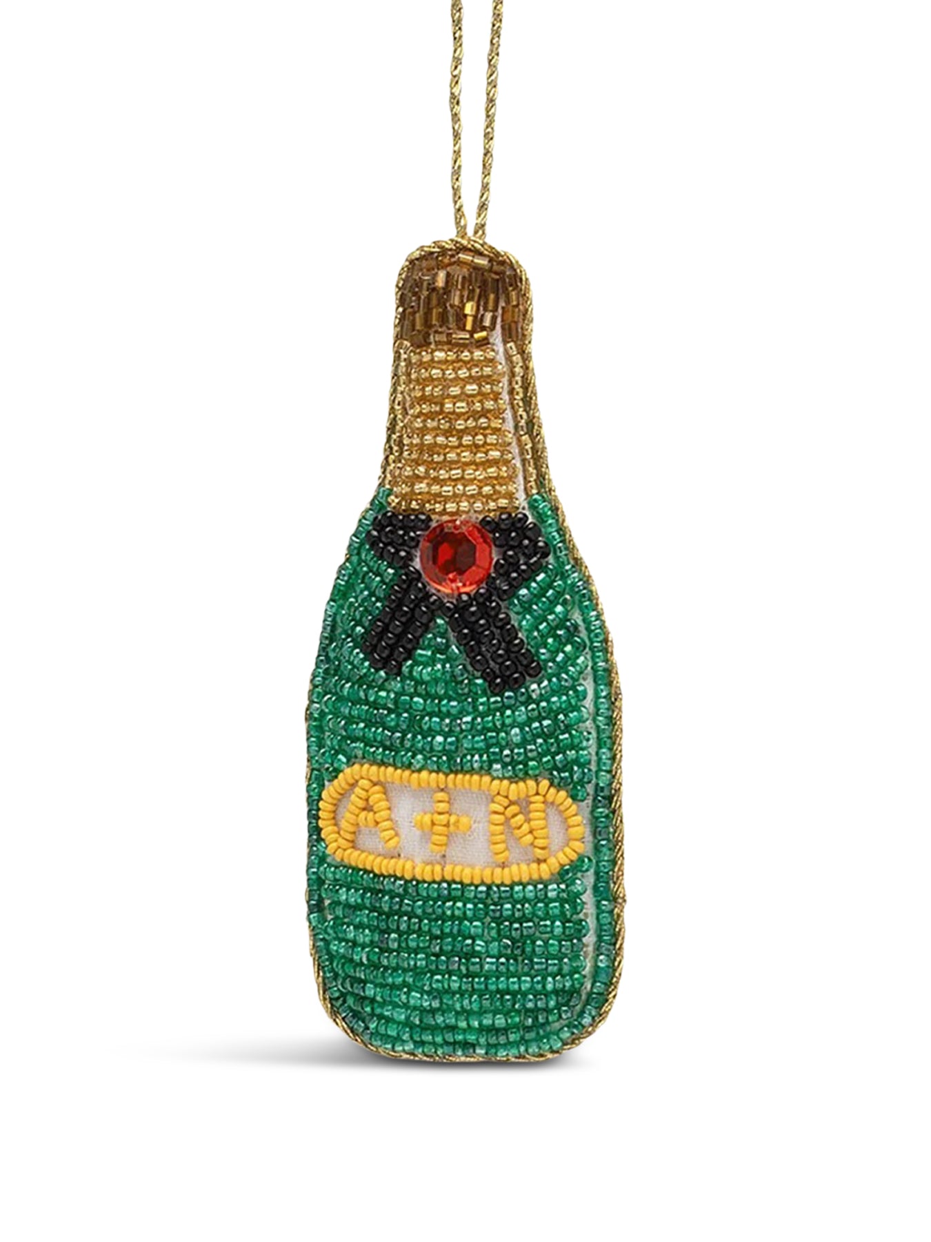 Champagne Beaded Christmas Tree Hanging Decoration