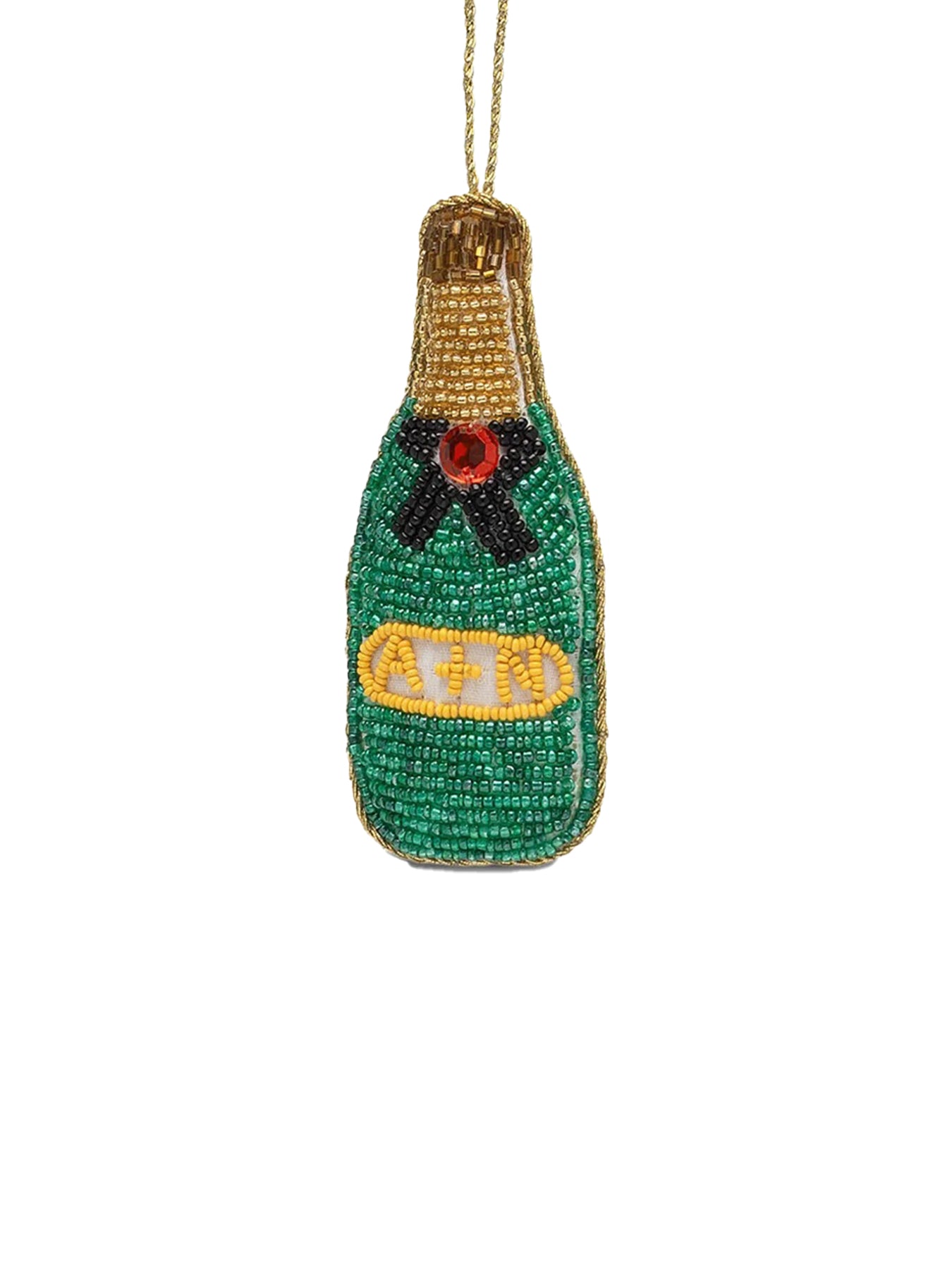 Champagne Beaded Christmas Tree Hanging Decoration