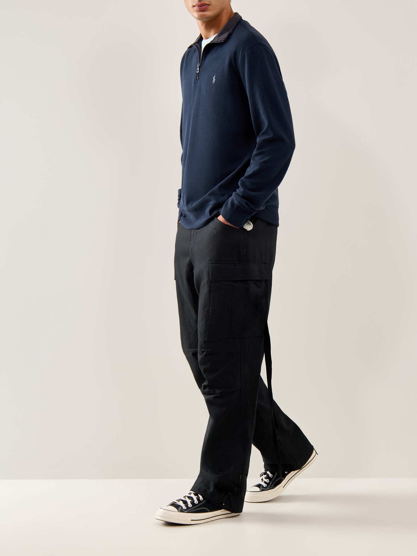 1/4 Zip Double Knit Sweat Aviator Navy