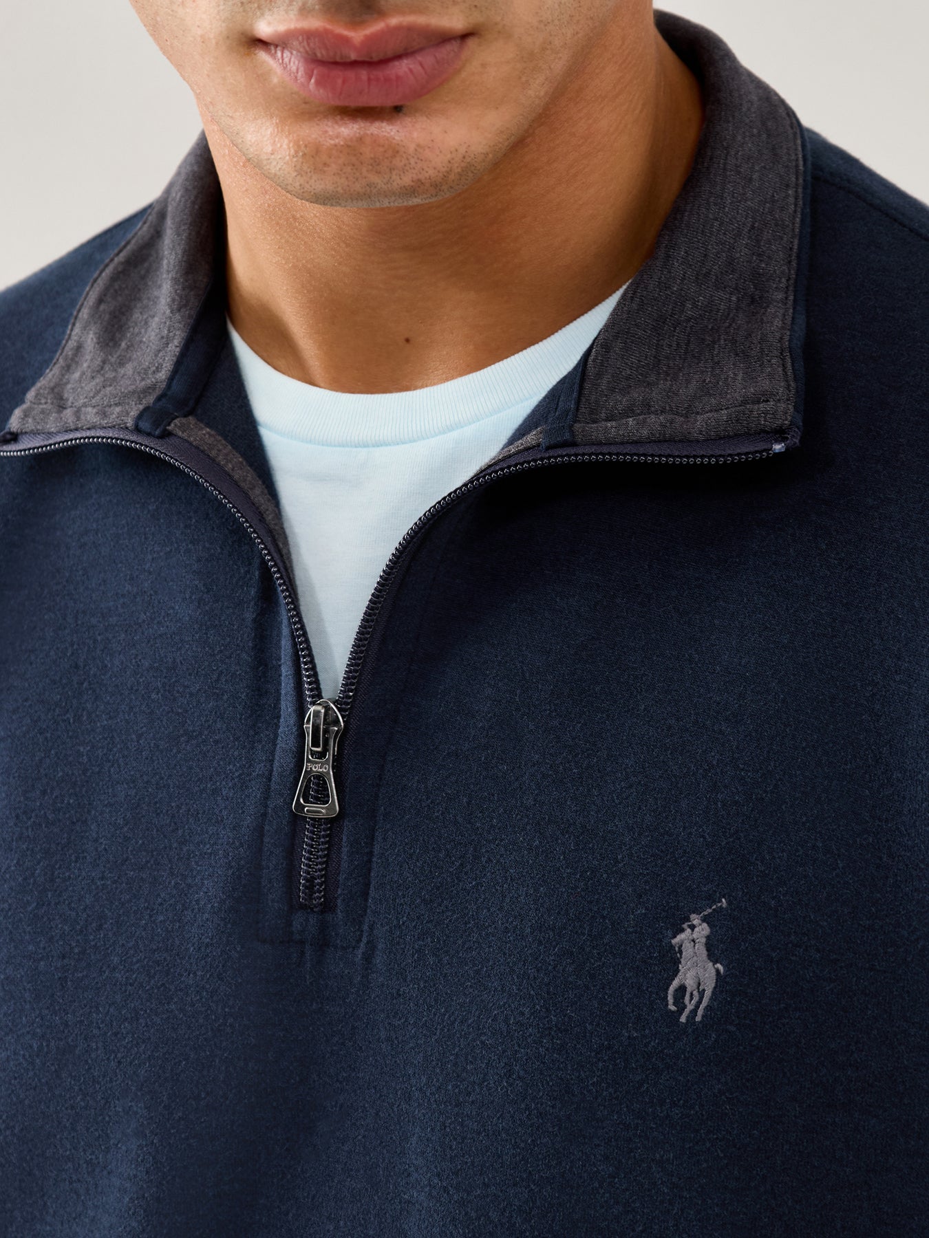 1/4 Zip Double Knit Sweat Aviator Navy