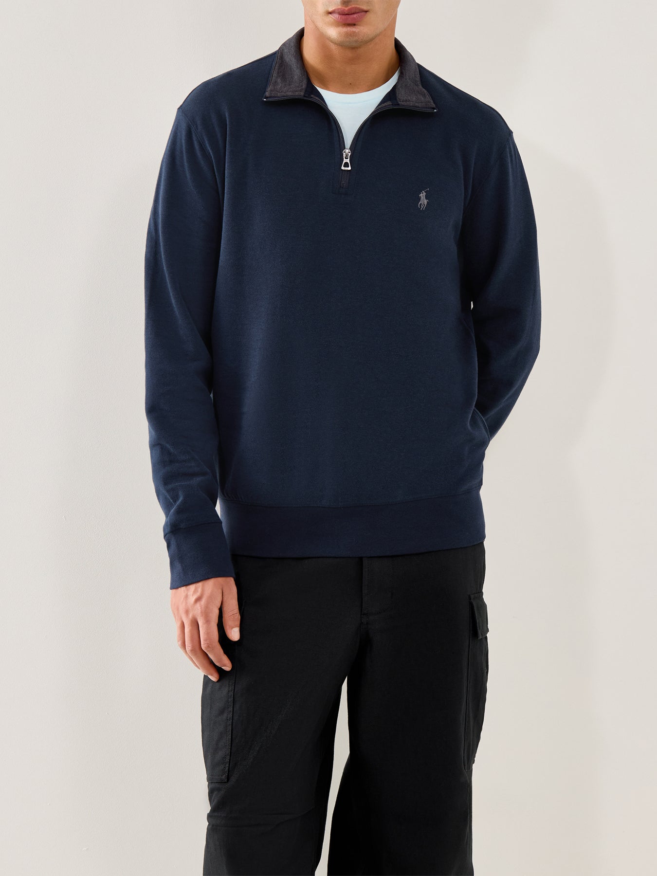1/4 Zip Double Knit Sweat Aviator Navy