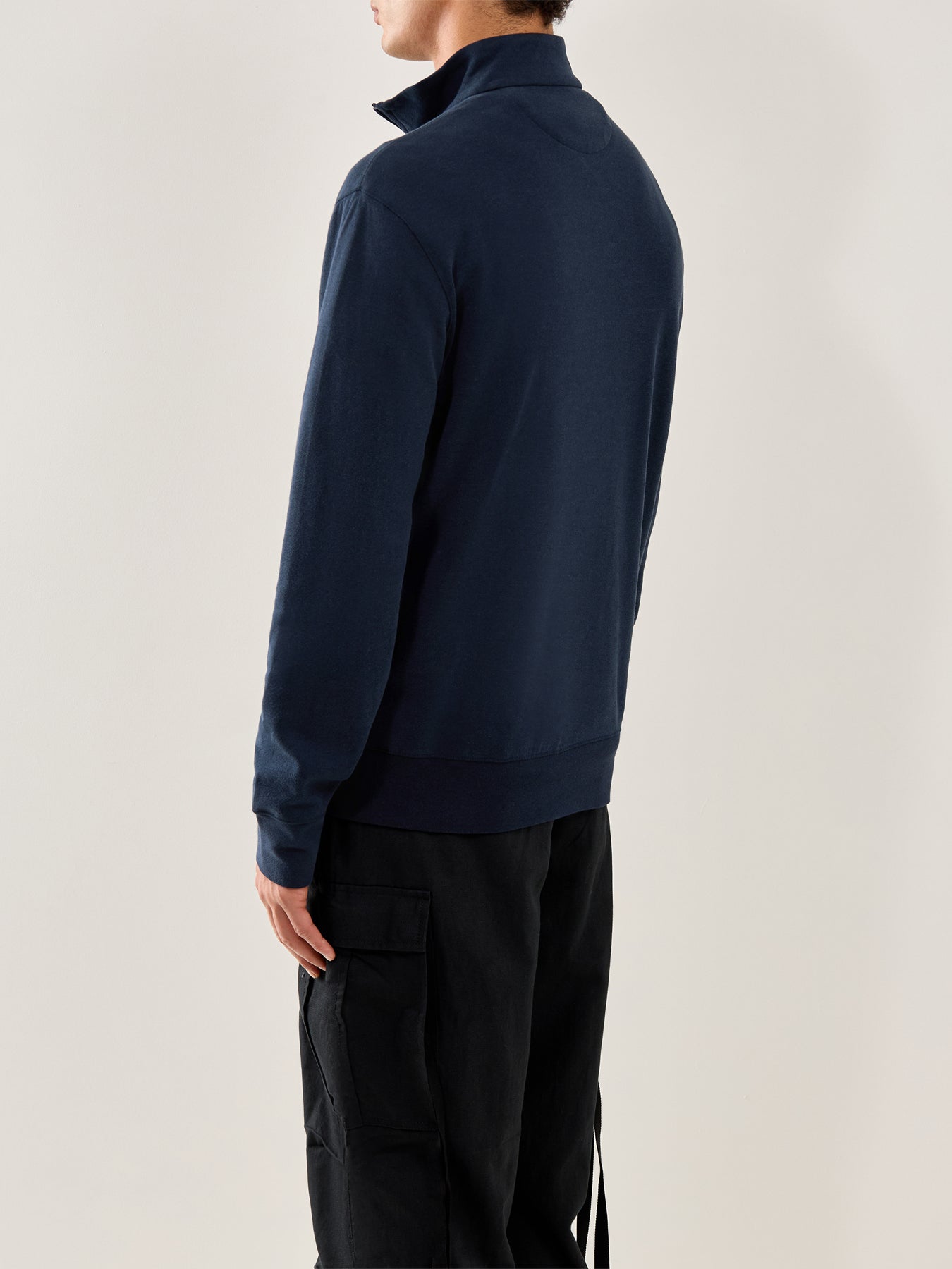 1/4 Zip Double Knit Sweat Aviator Navy