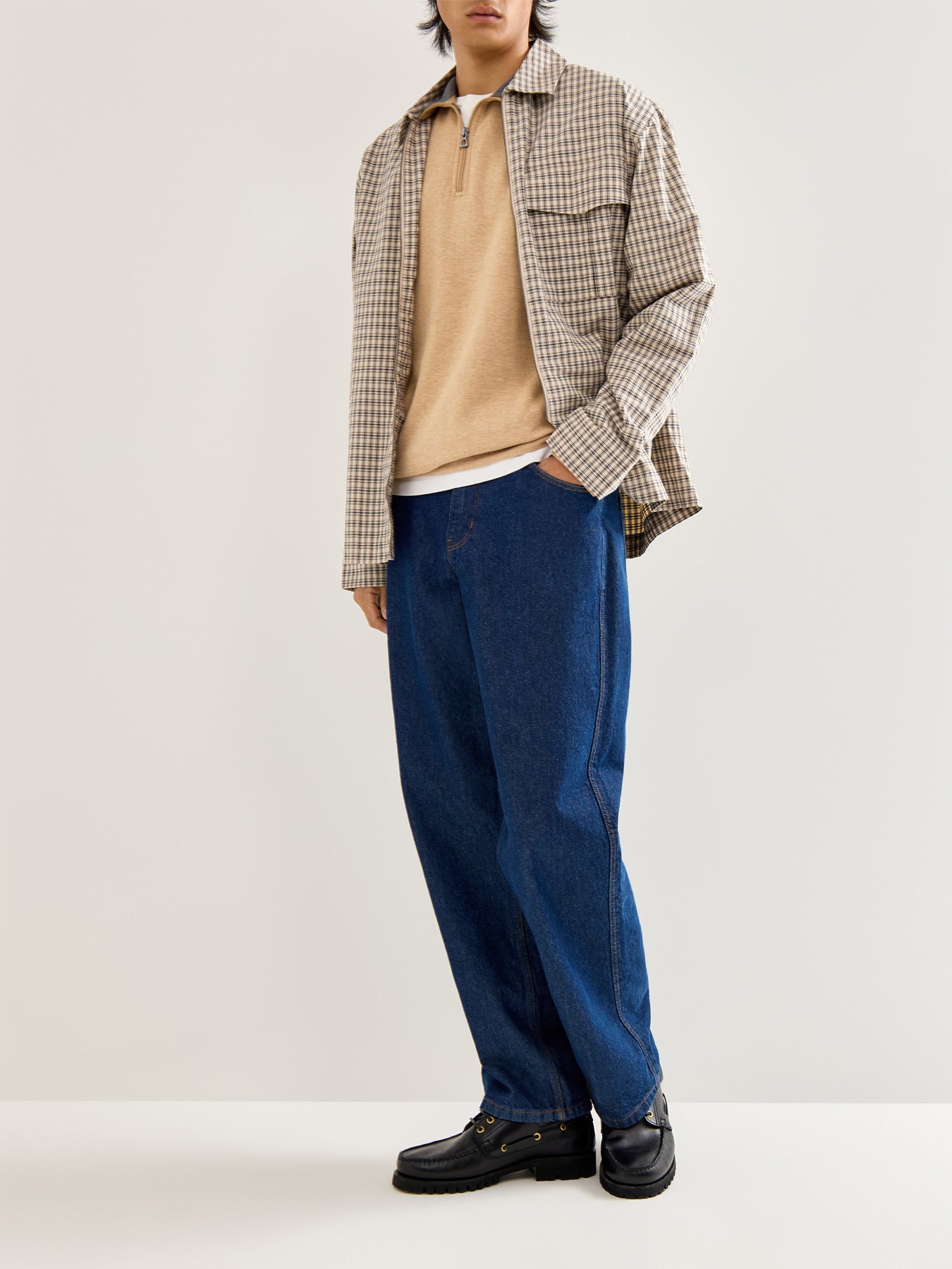 Double Knit 1/4 Zip Sweatshirt Tan