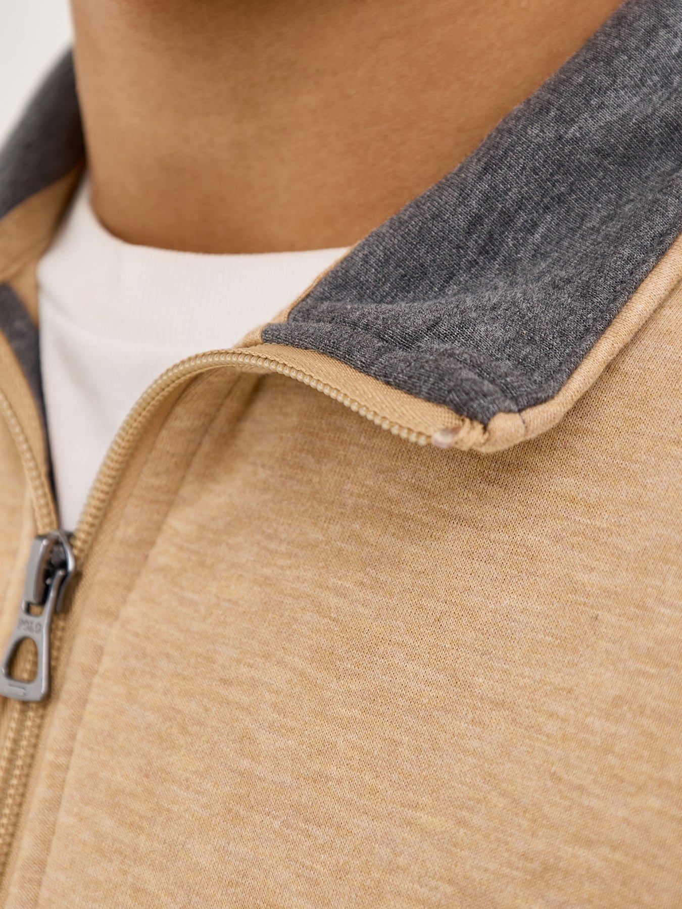 Double Knit 1/4 Zip Sweatshirt Tan