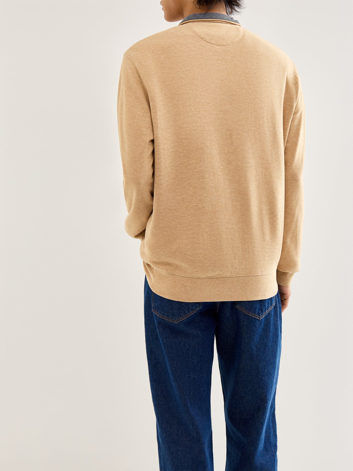 Double Knit 1/4 Zip Sweatshirt Tan