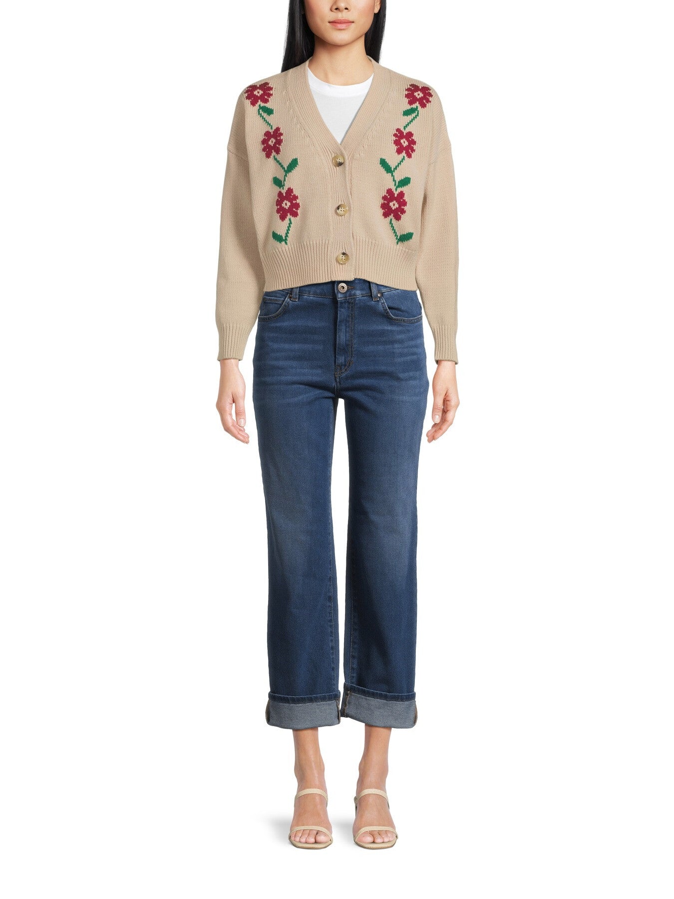 Inlay-detail Cotton Cardigan