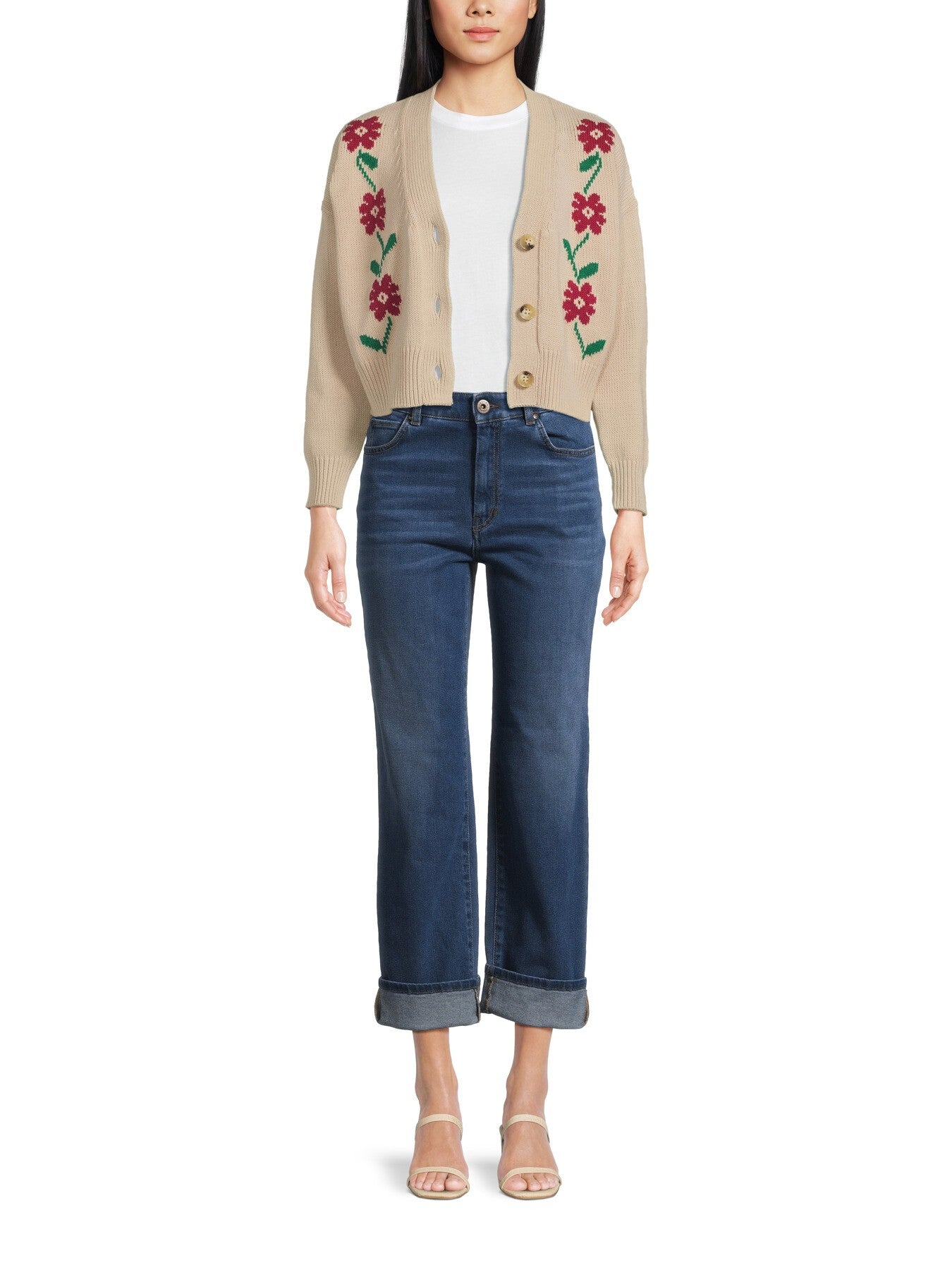 Inlay-detail Cotton Cardigan