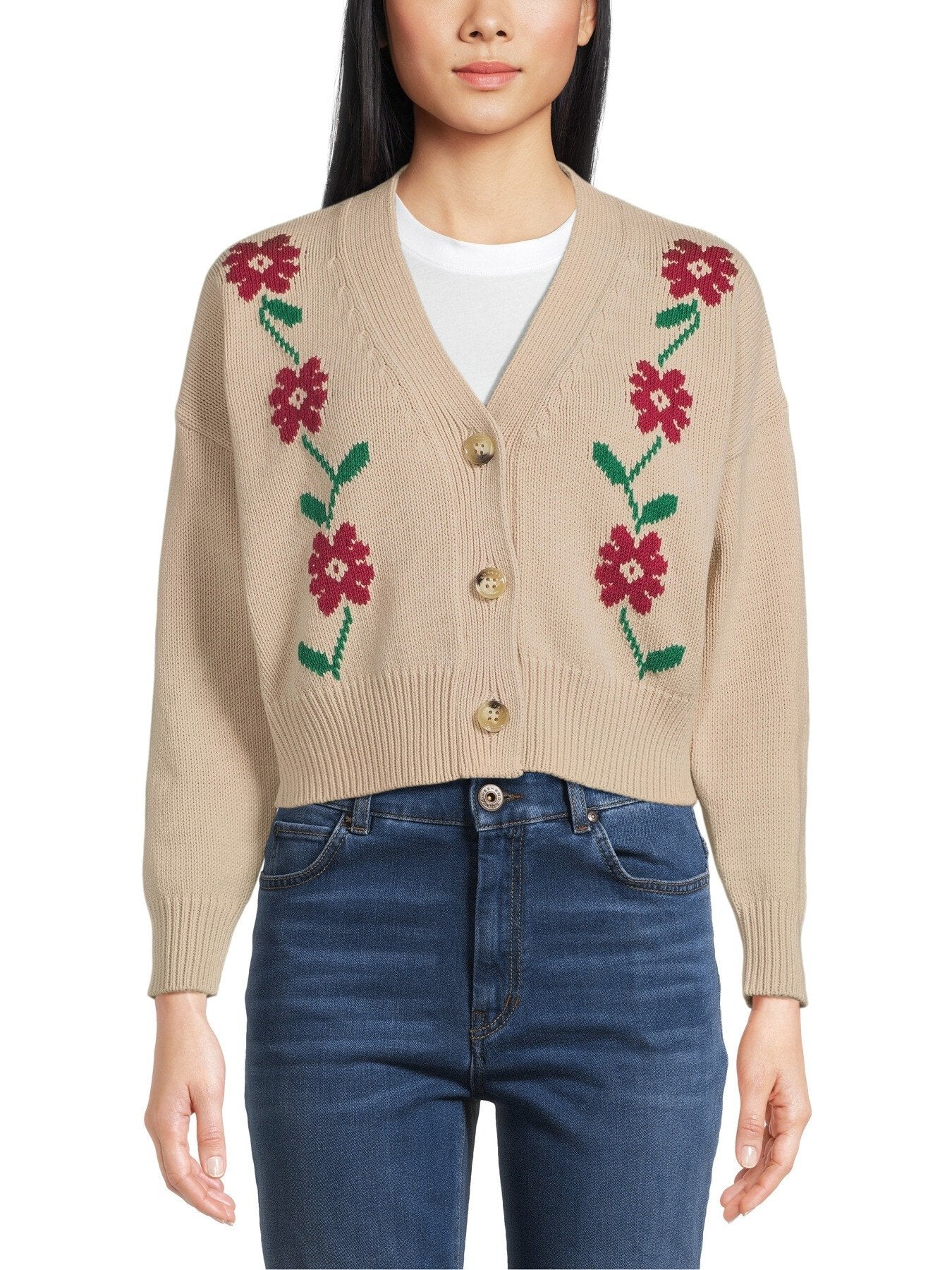 Inlay-detail Cotton Cardigan