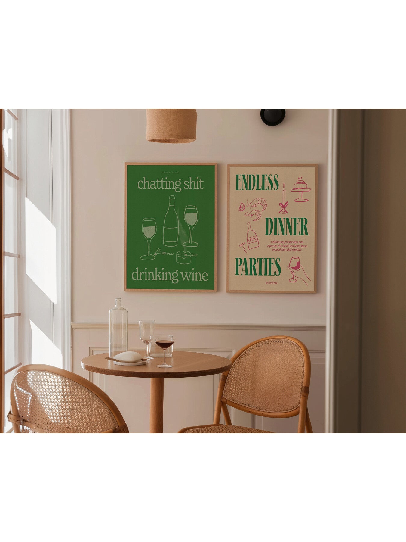 Endless Dinner Parties Pink Green A3 Print