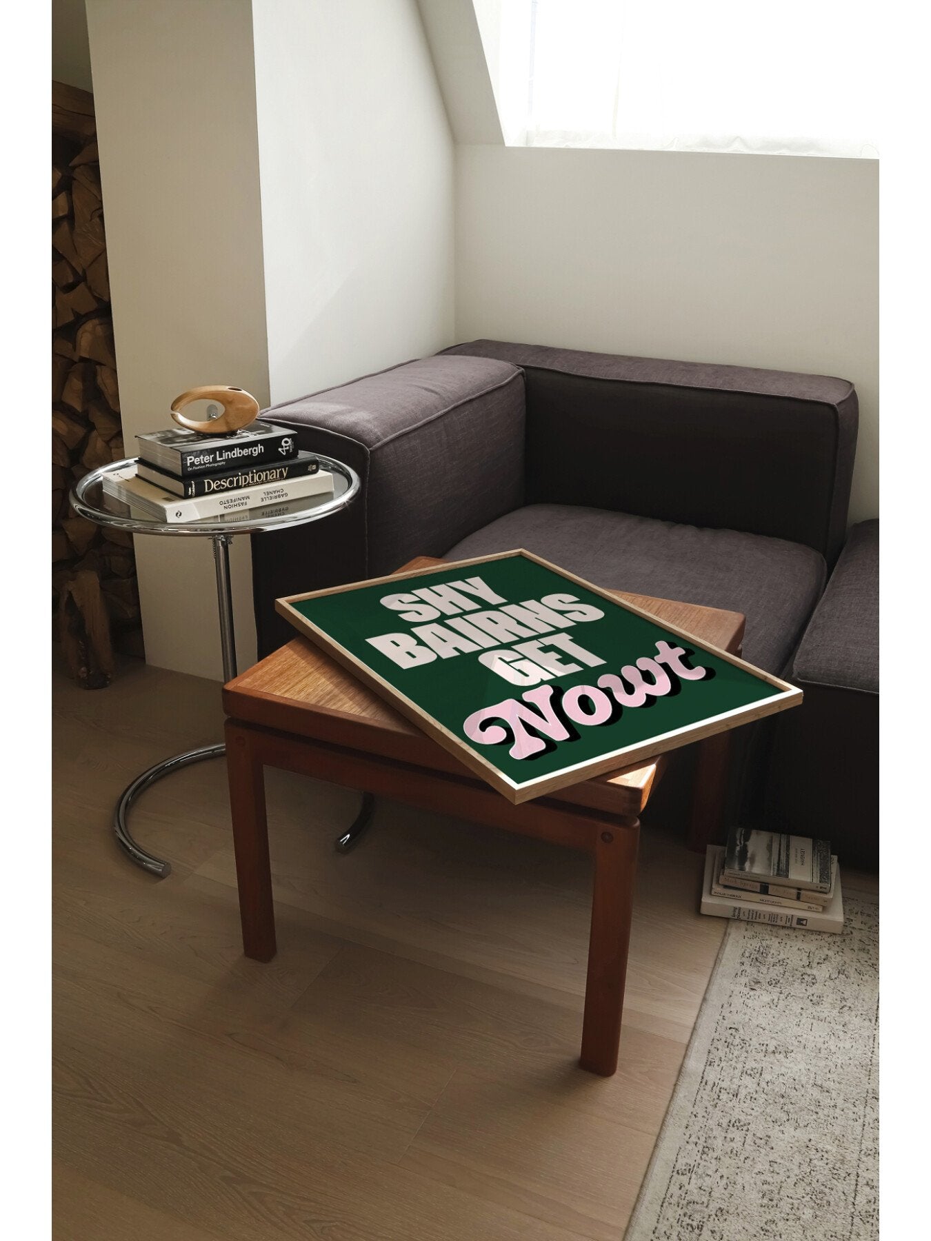 Shy Bairns Get Nowt Green Pink A3 Print