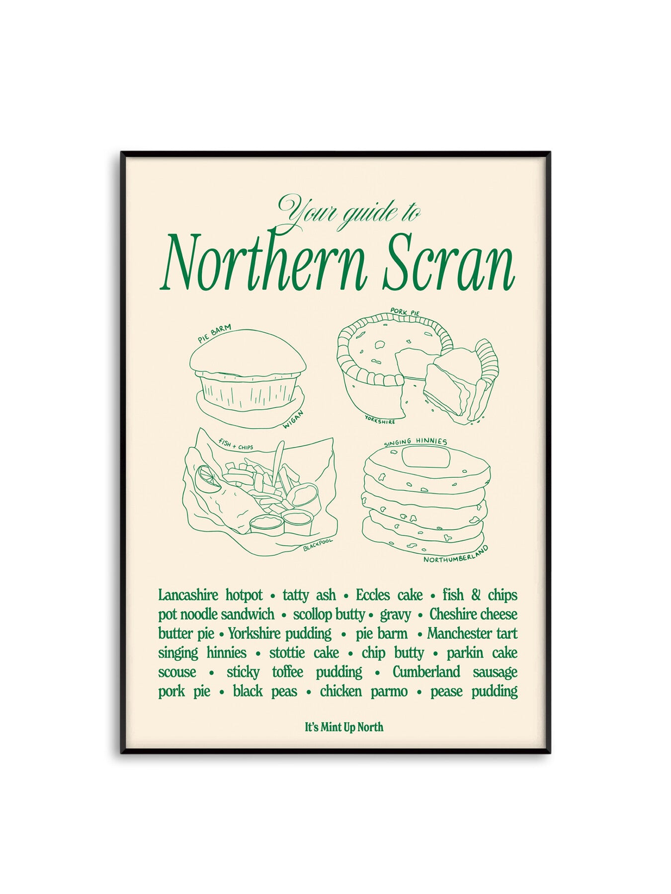 Northern Scran Green A3 Print