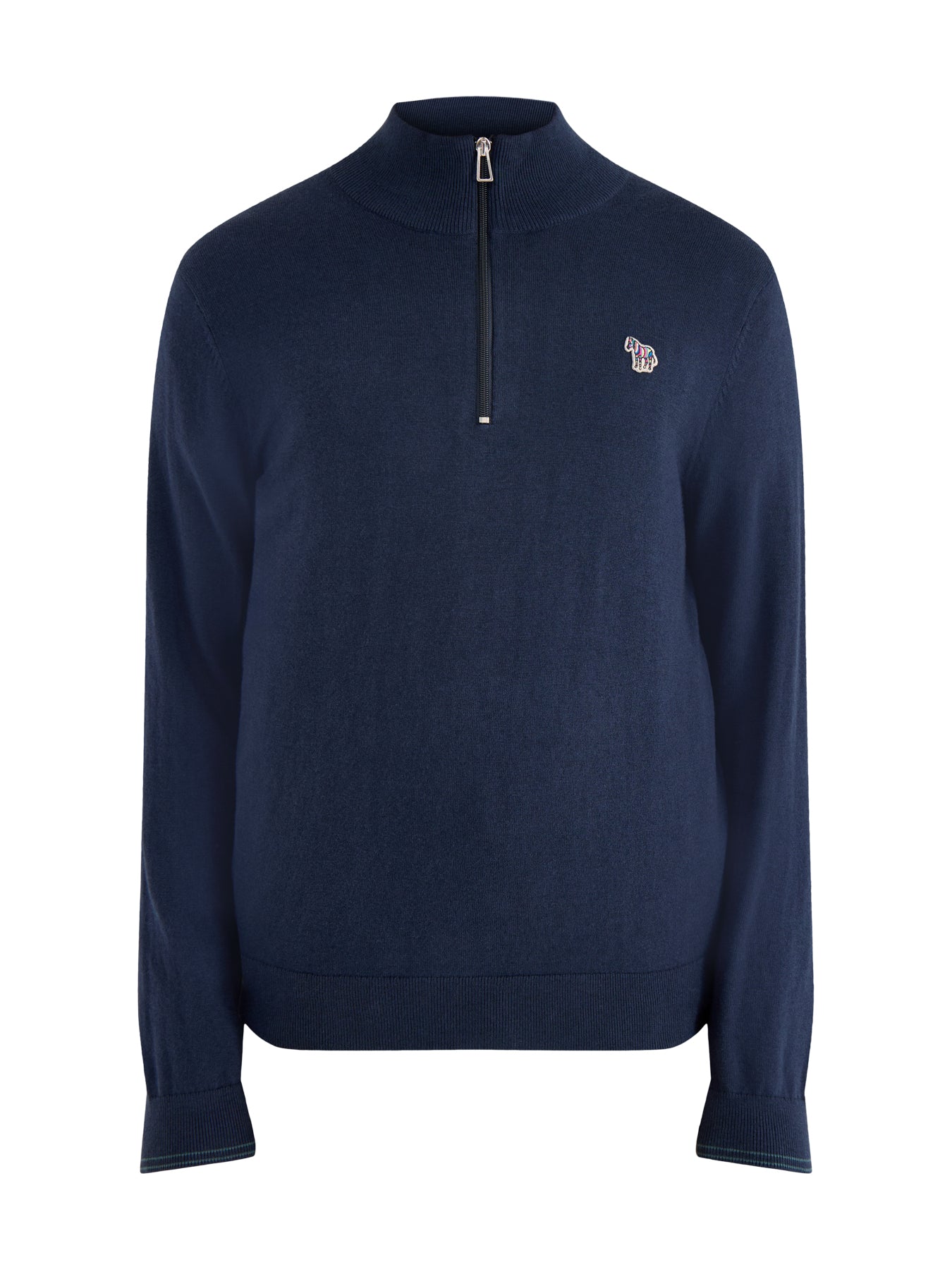 Zip Neck Zebra Knit Navy