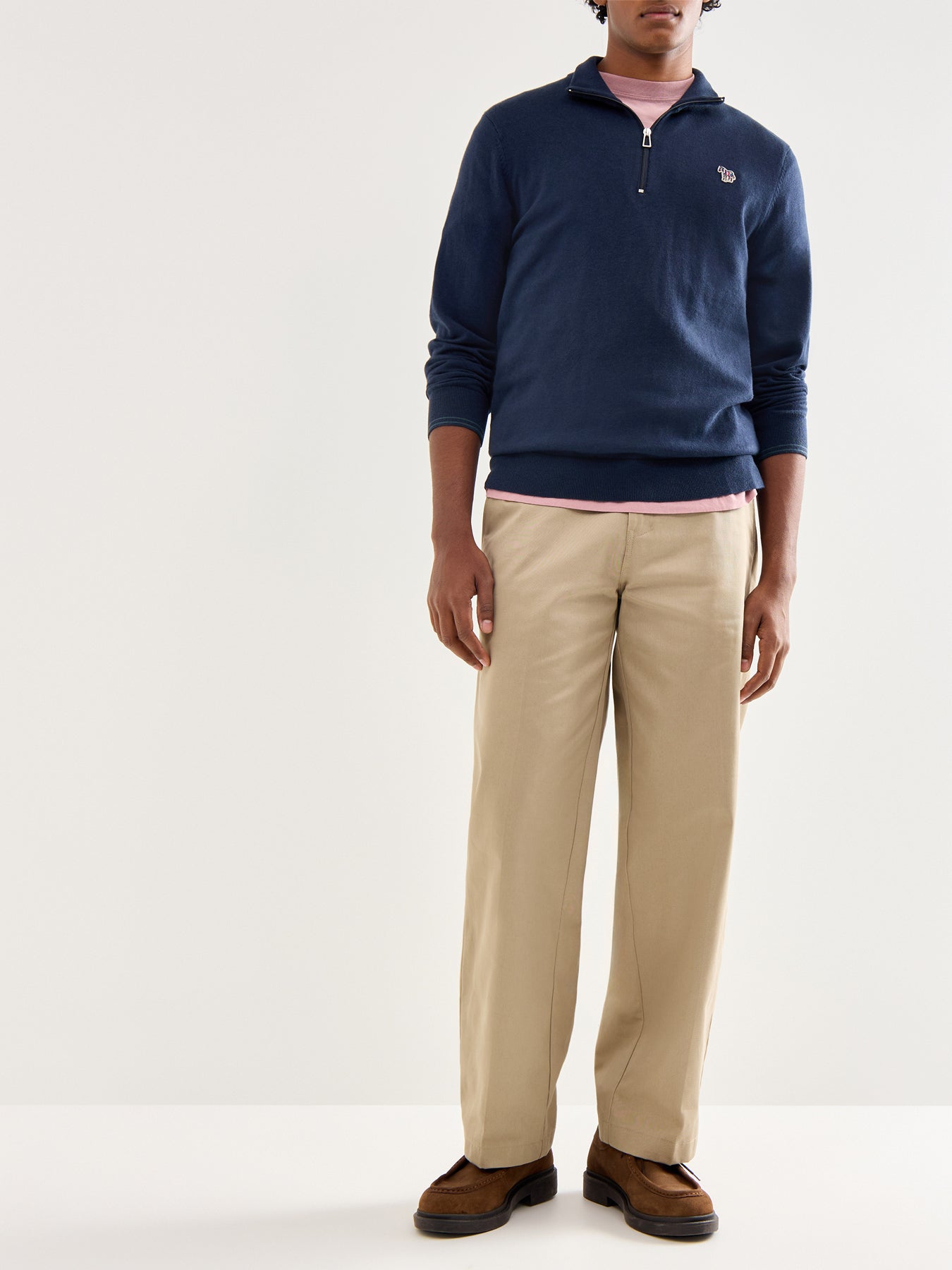 Zip Neck Zebra Knit Navy