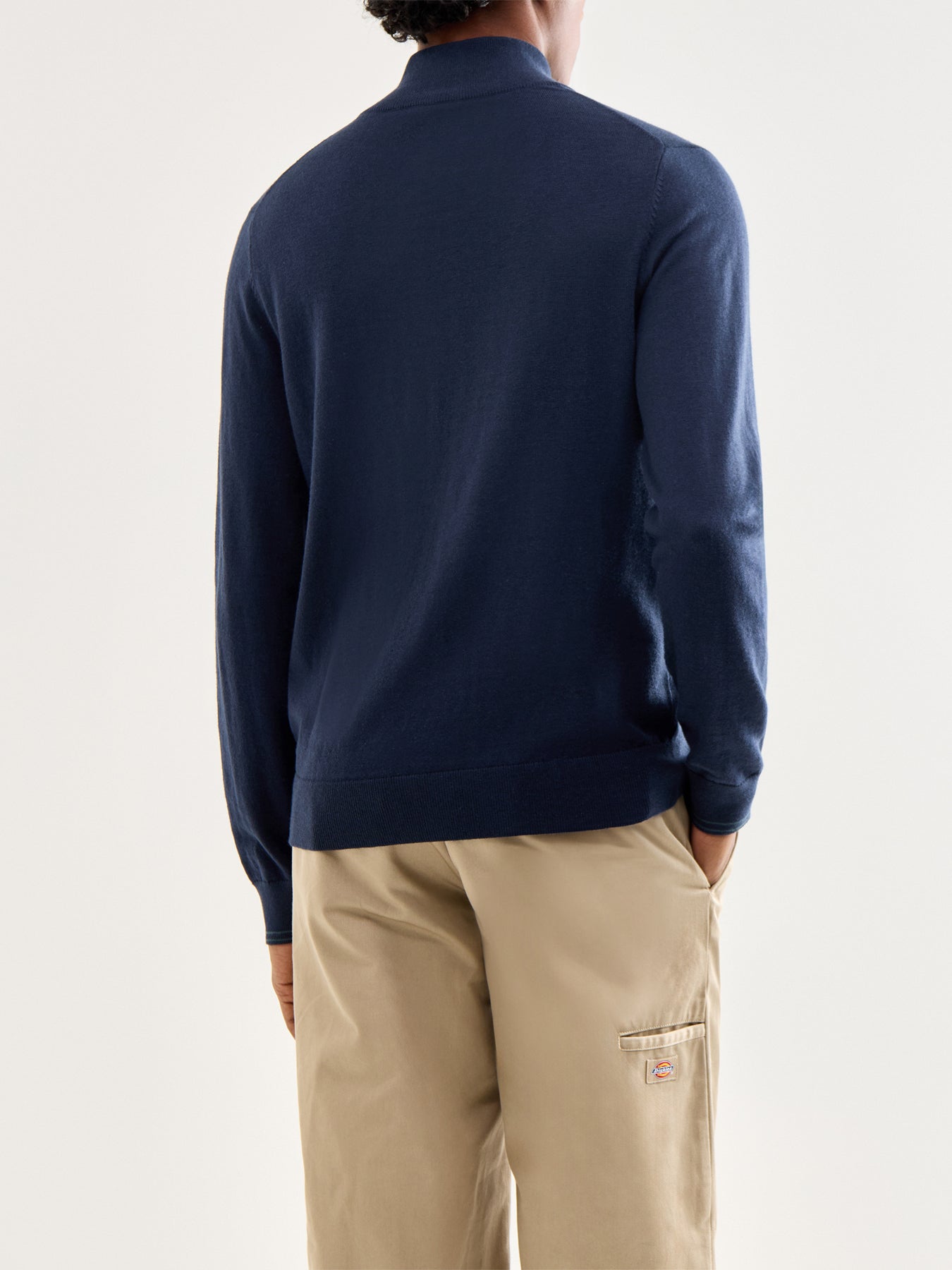 Zip Neck Zebra Knit Navy