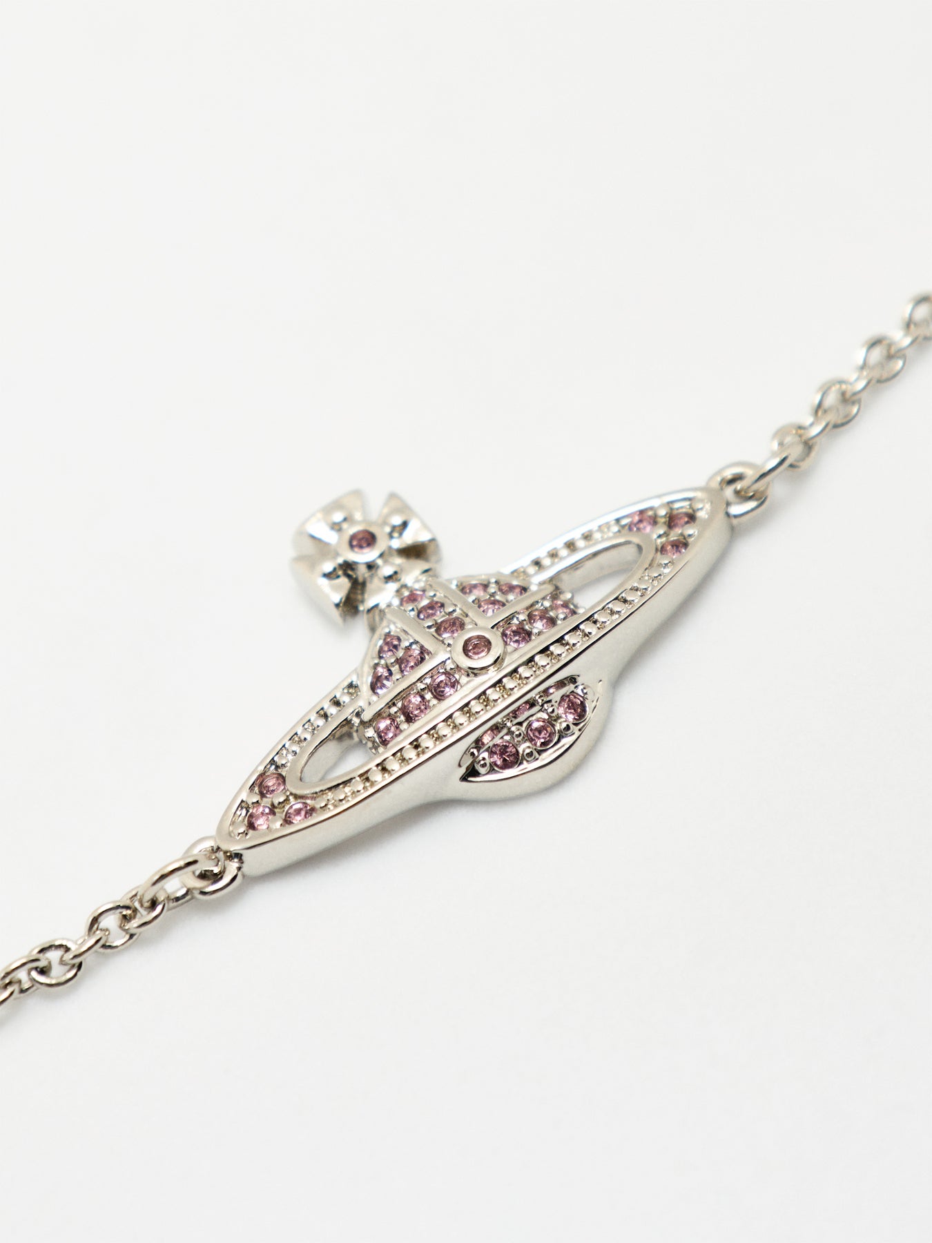 Mini Bas Relief Bracelet Platinum/White Opal Crystal