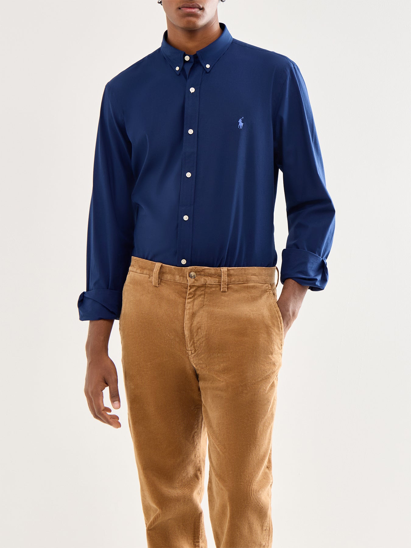 Slim Fit Stretch Poplin Shirt Newport Navy