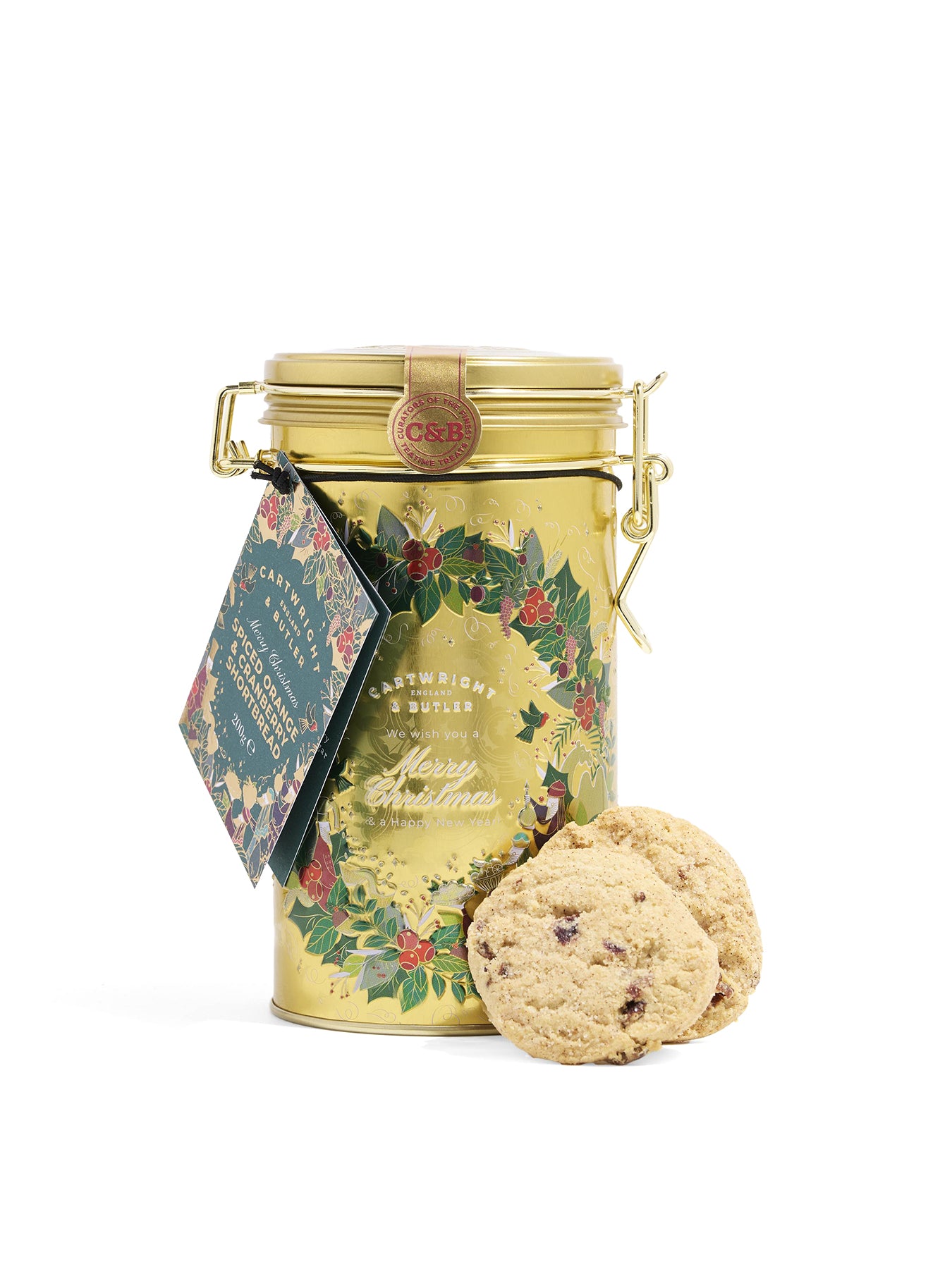 Spiced Orange and Cranberry Shortbreads Tin 200g