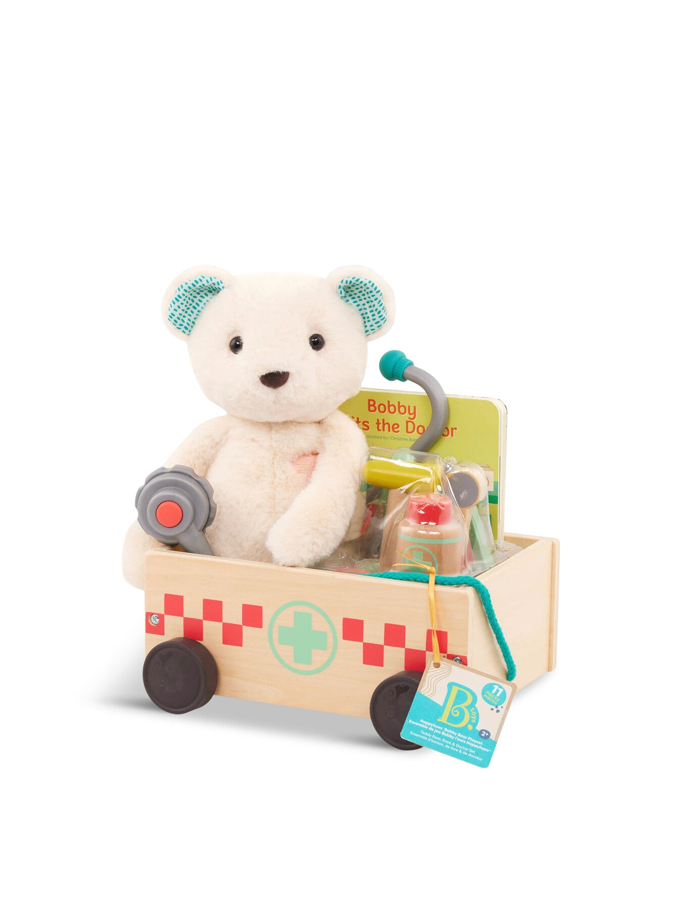 Wooden Doctor Kit with Plush Bear