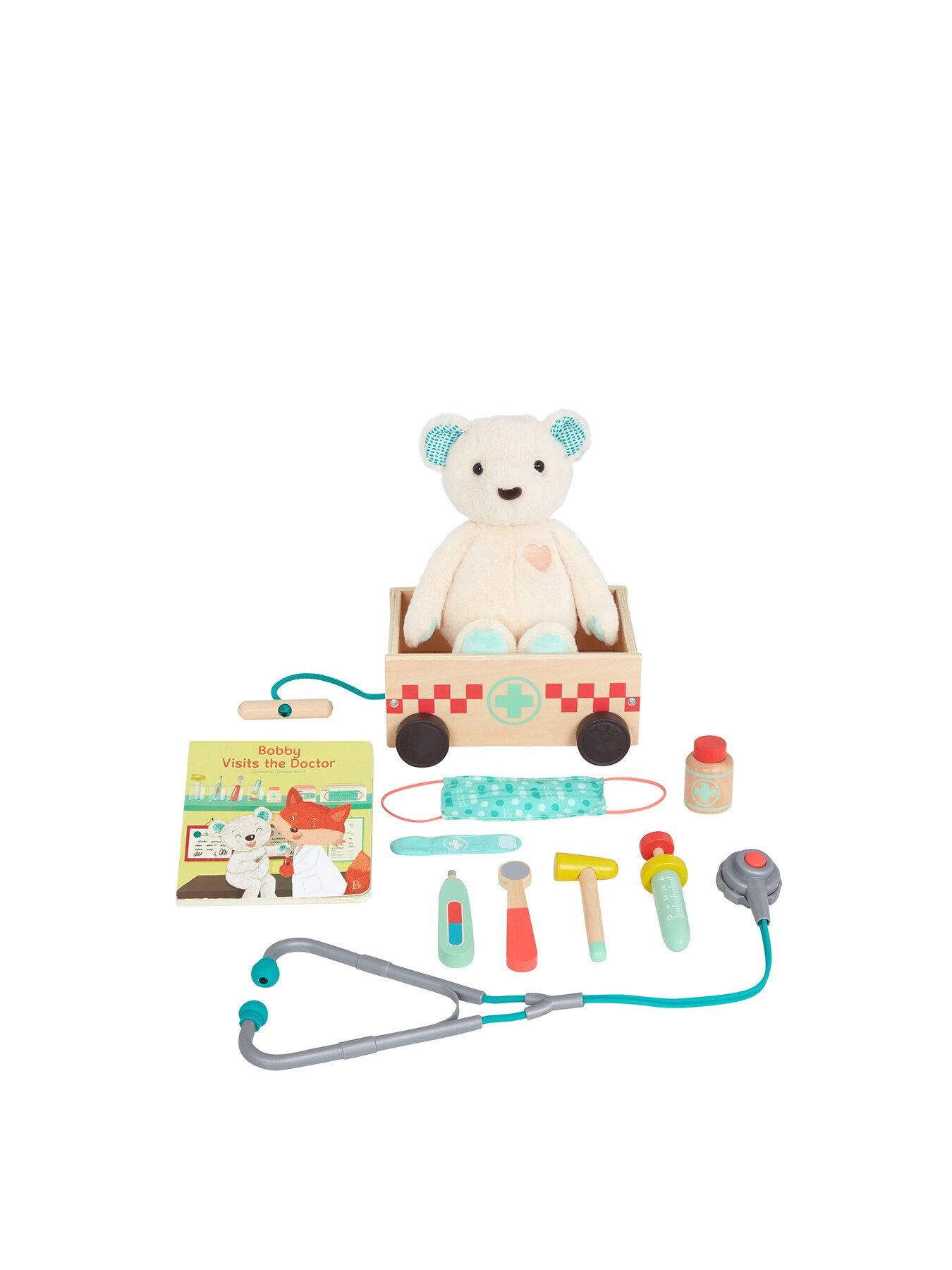 Wooden Doctor Kit with Plush Bear