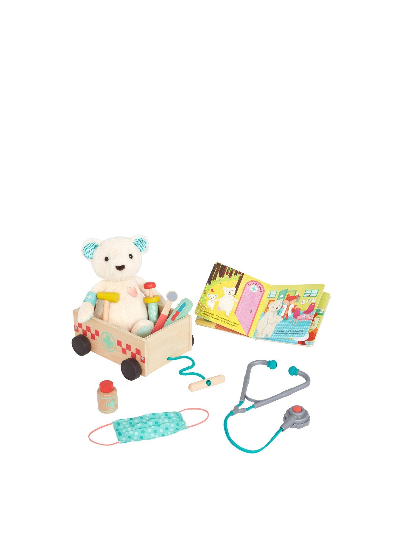 Wooden Doctor Kit with Plush Bear