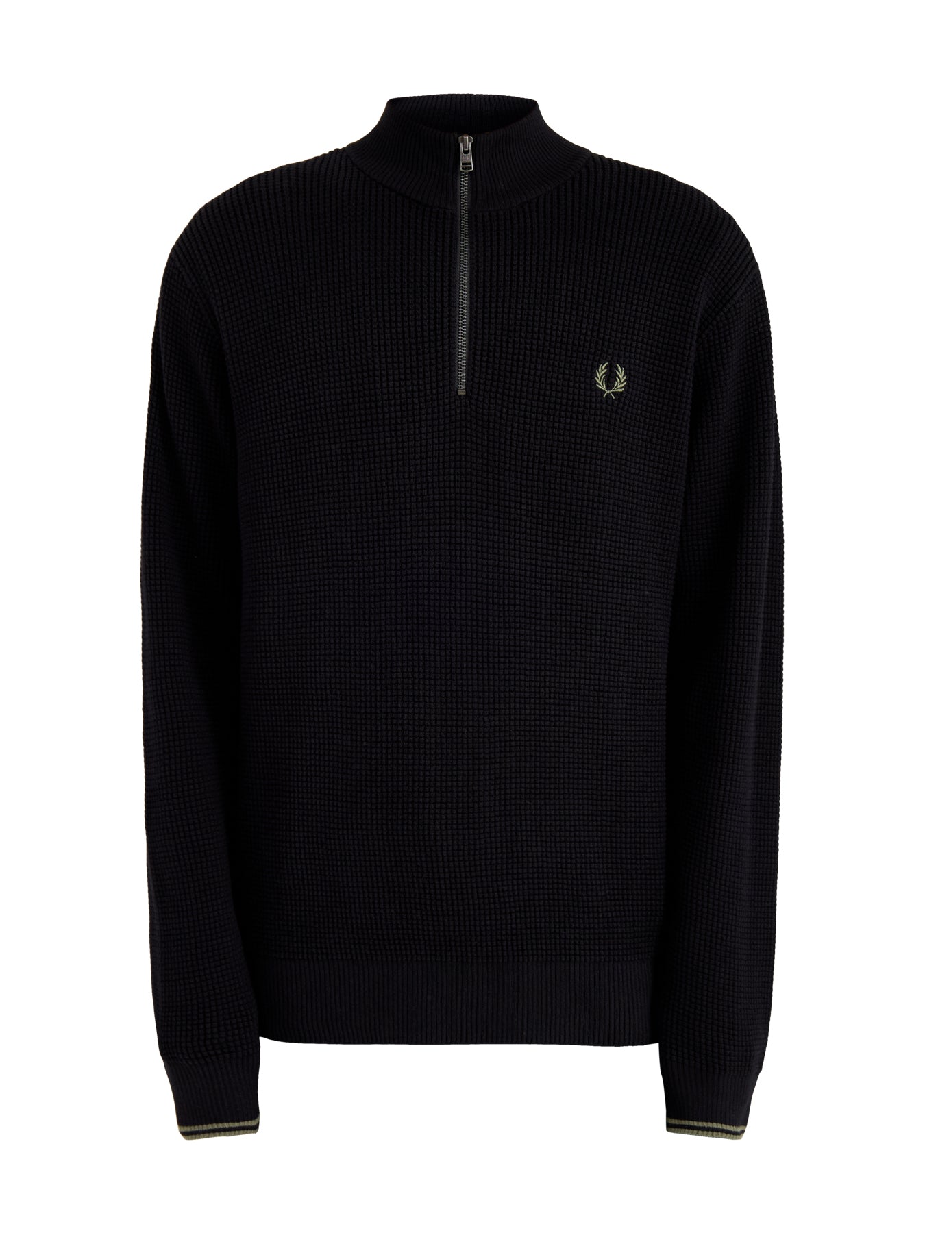 Waffle Stitch Half Zip Jumper Black