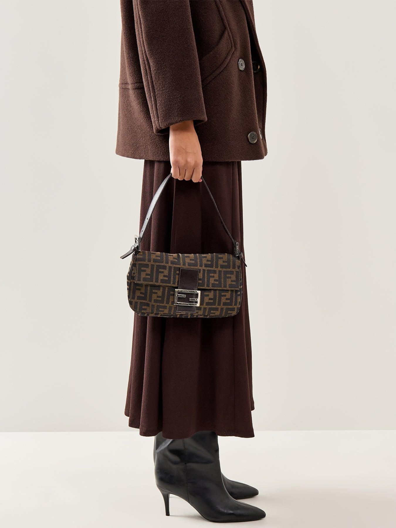 Vintage Fendi Zucca Baguette Bag Brown