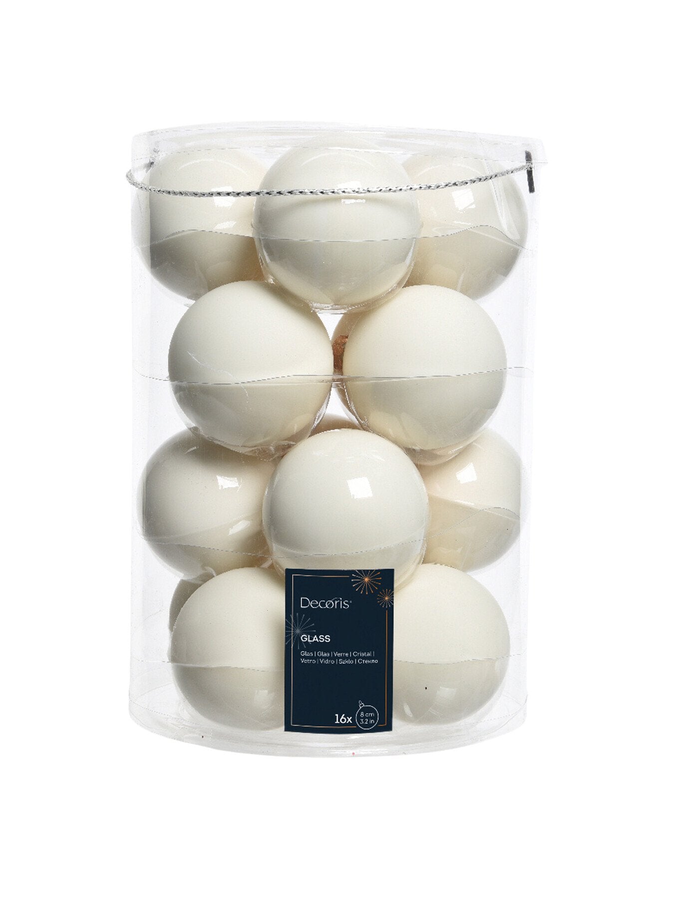 White Glass Mixed Finish Baubles Pack of 12