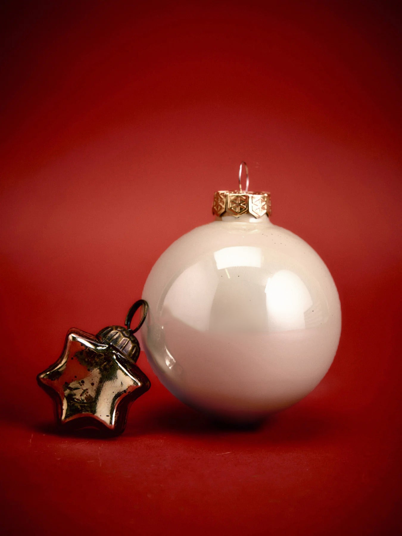 White Glass Mixed Finish Baubles Pack of 12