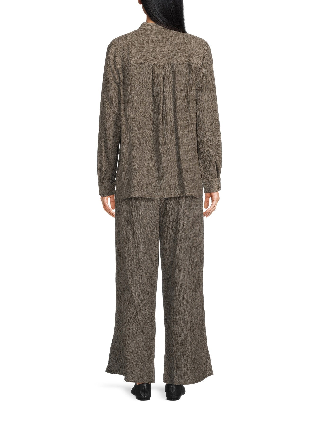 Woven Plisse Wide Leg Trousers