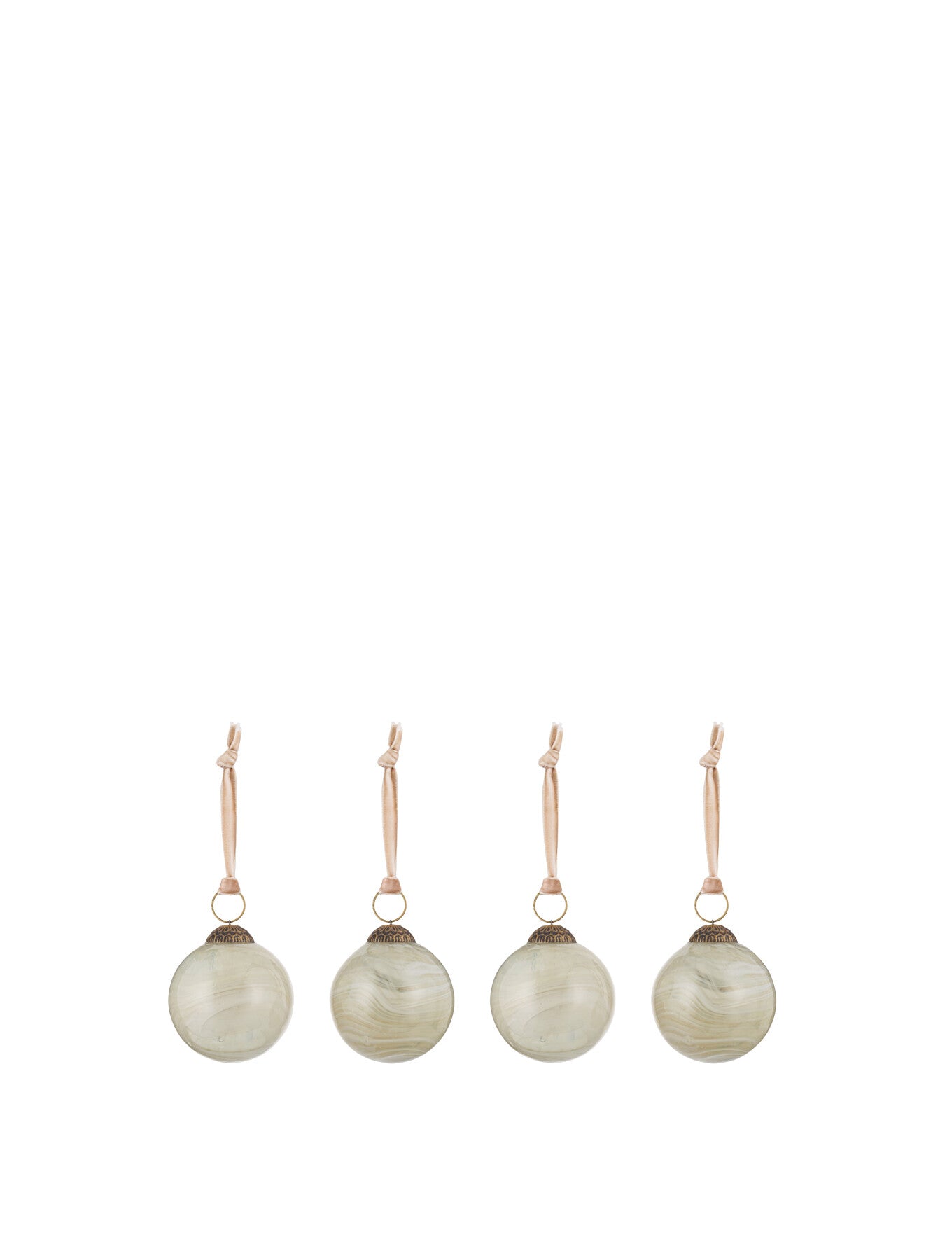 Natural Glass Baubles Pack of 4