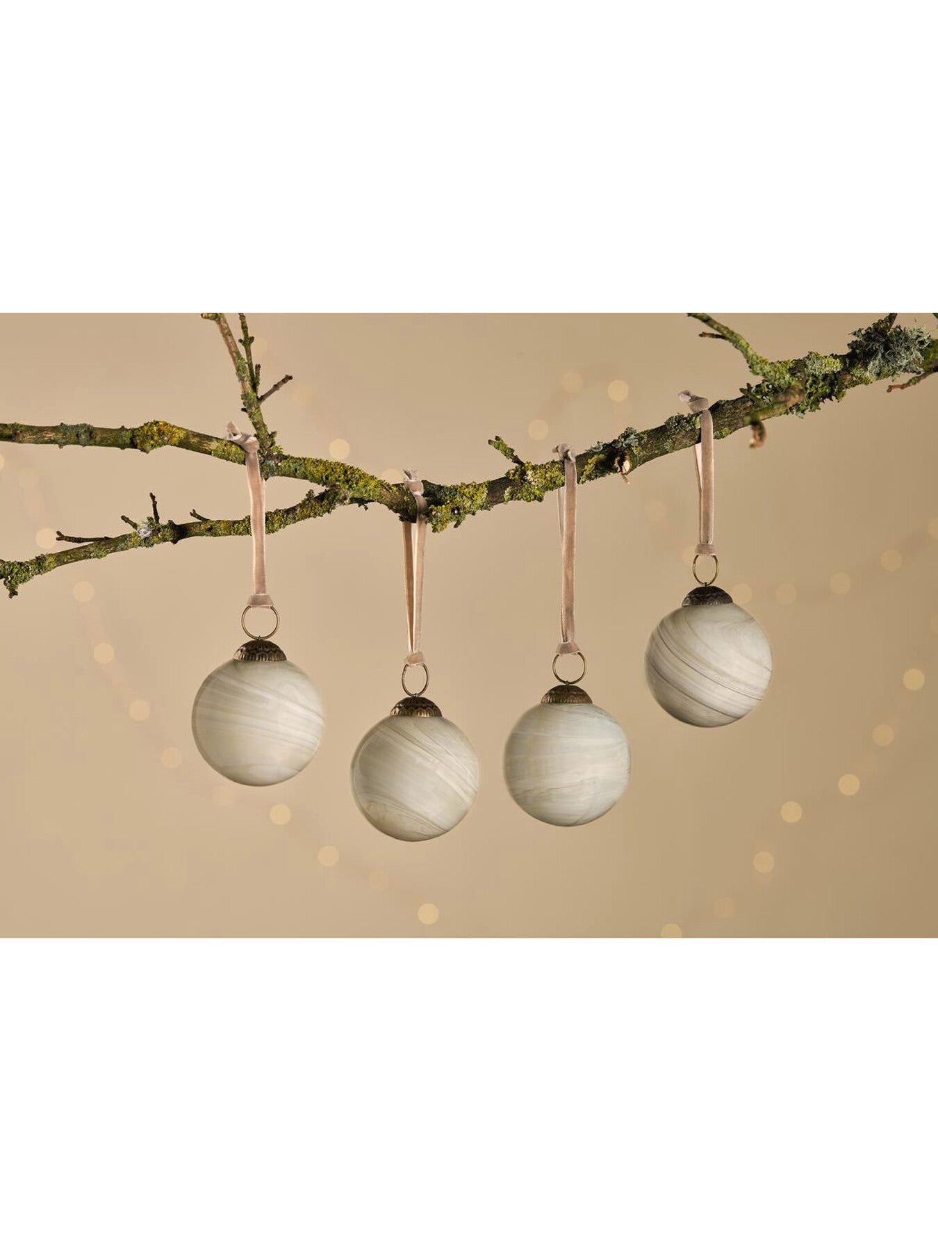 Natural Glass Baubles Pack of 4