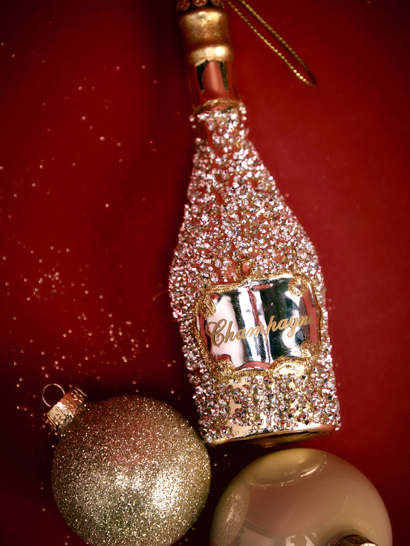 Gold Champagne Bottle with Diamonds 16cm