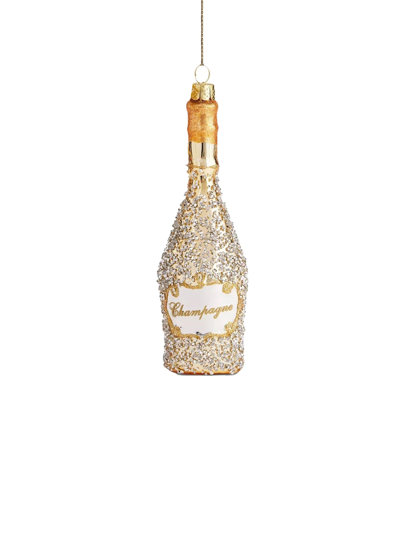 Gold Champagne Bottle with Diamonds 16cm