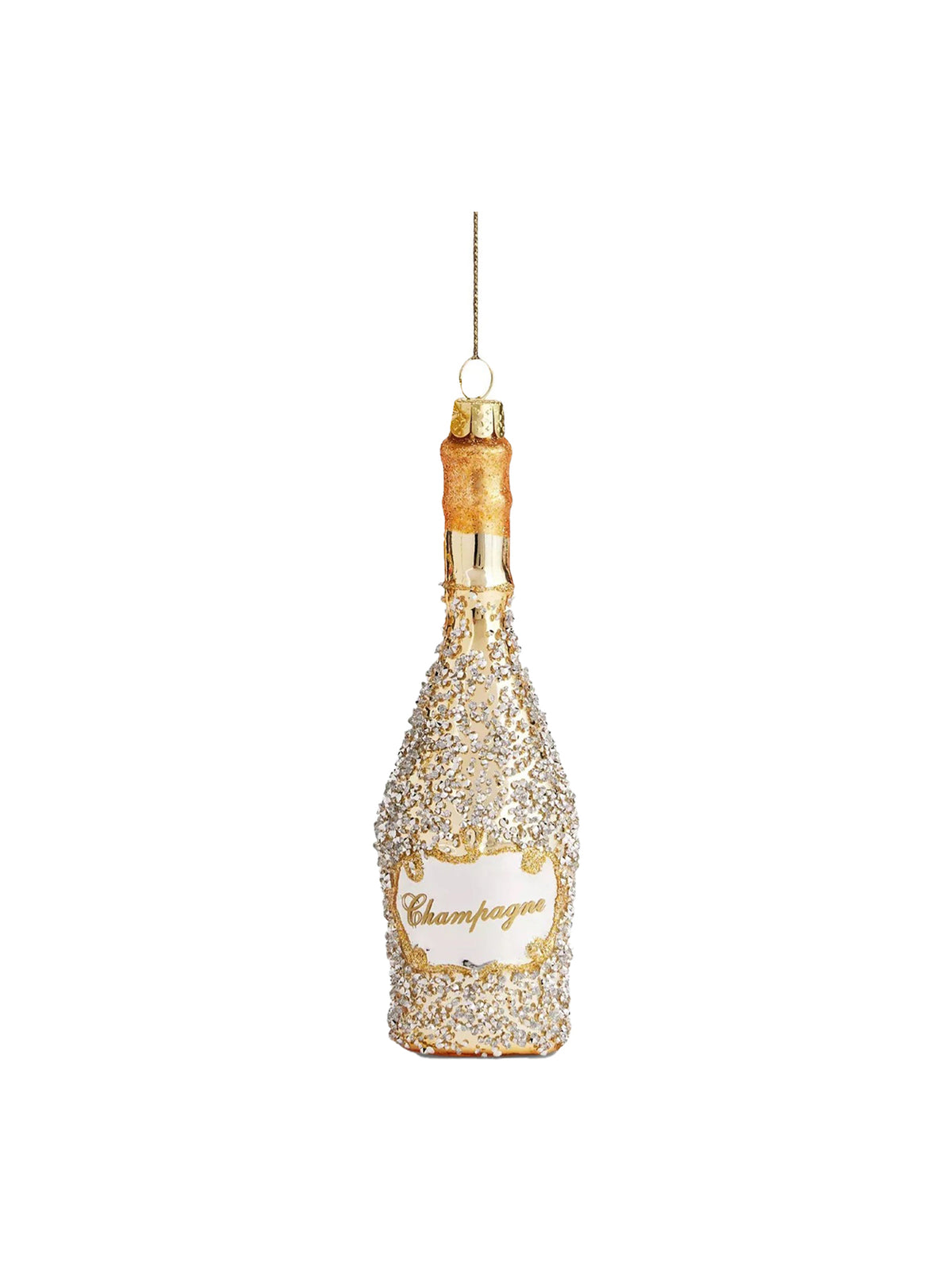 Gold Champagne Bottle with Diamonds 16cm