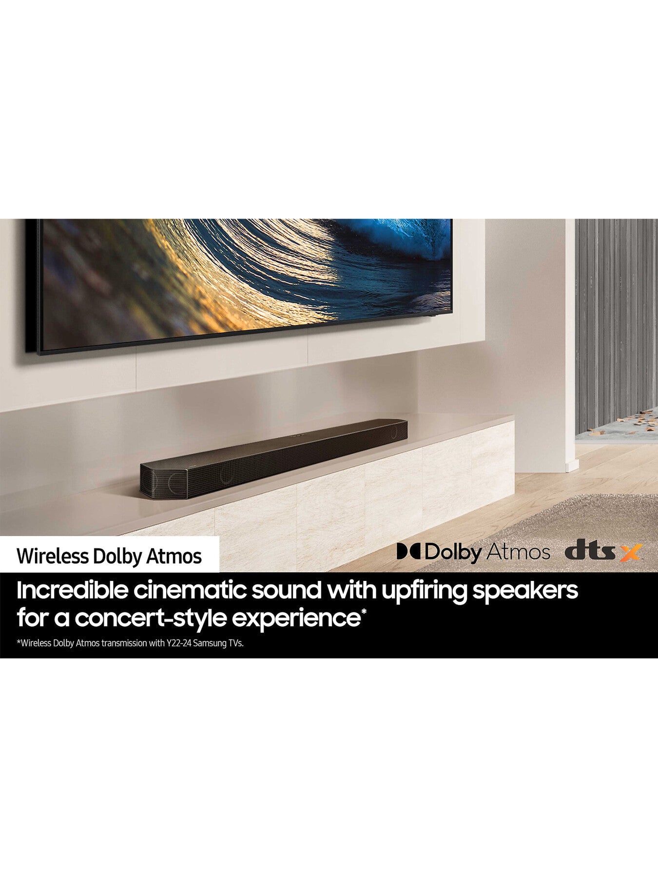 HW-Q930D 9.1.4ch Dolby Atmos DTS X Q Symphony Soundbar with Wireless Subwoofer and Rear Speakers WiFi