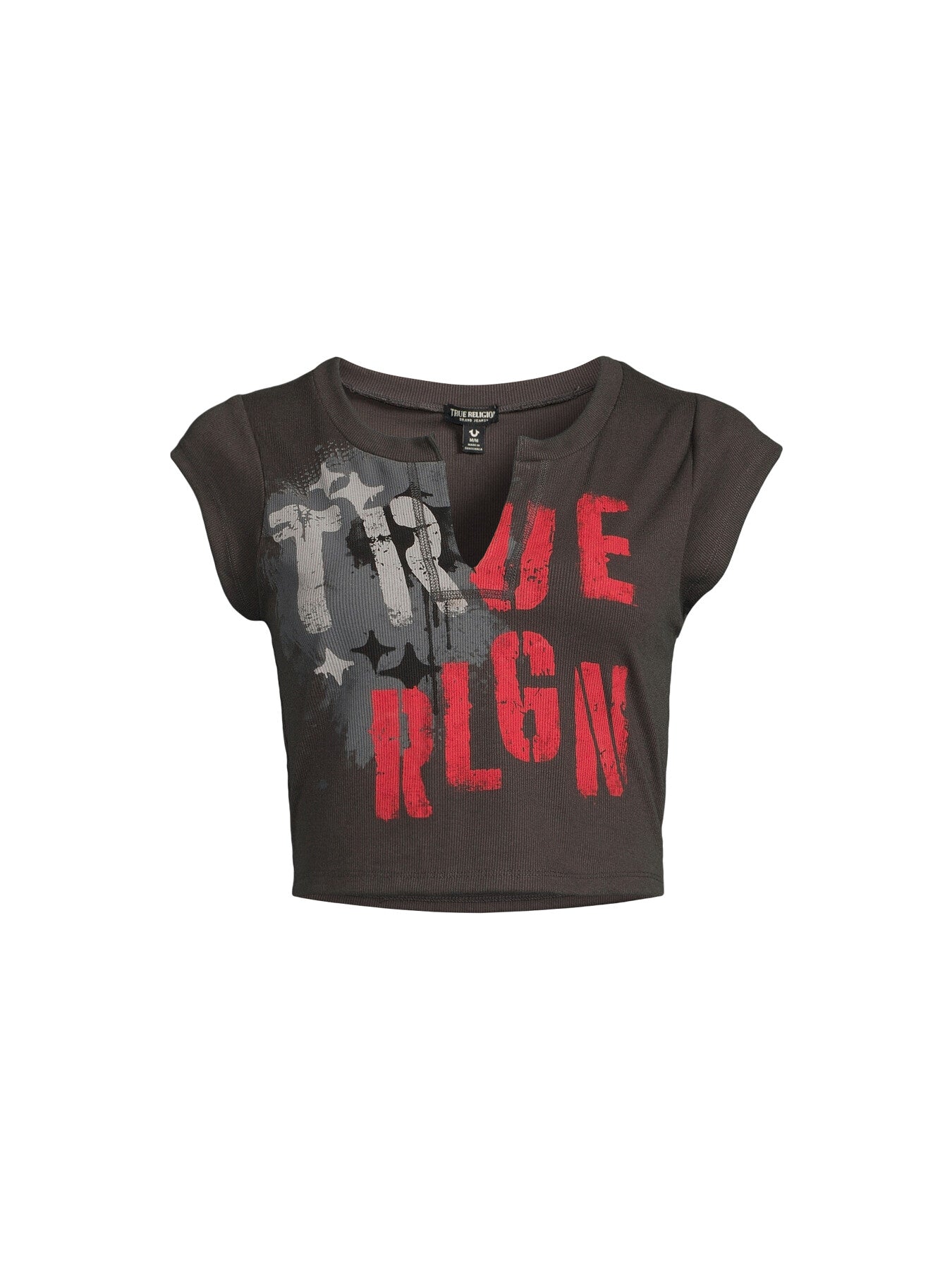 Top Notched Neck Ribbed Crop Top