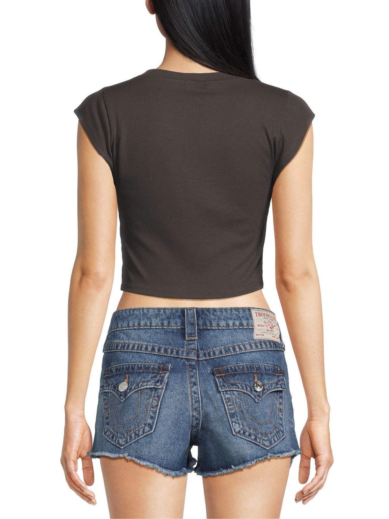 Top Notched Neck Ribbed Crop Top