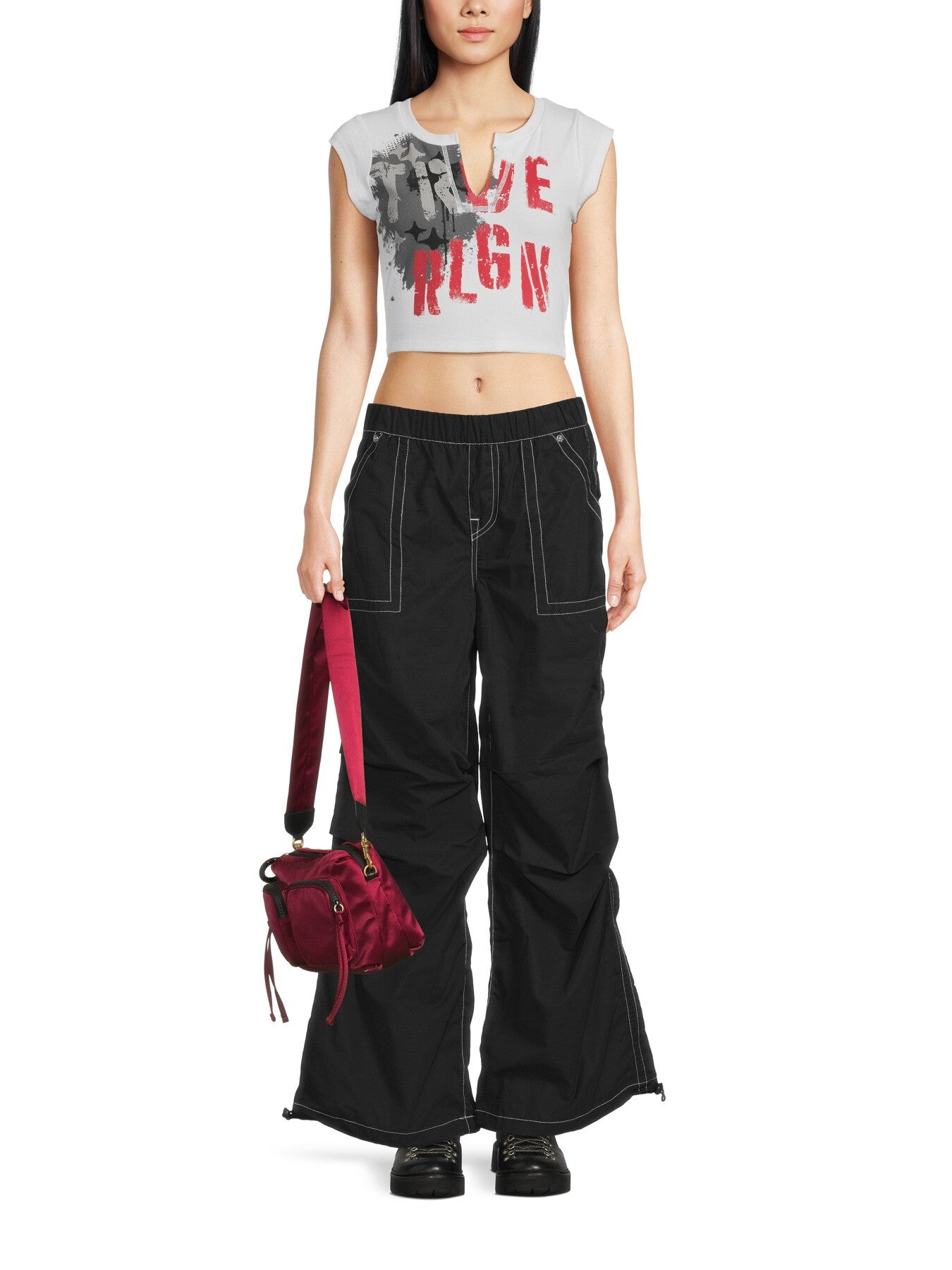 Top Notched Neck Ribbed Crop Top