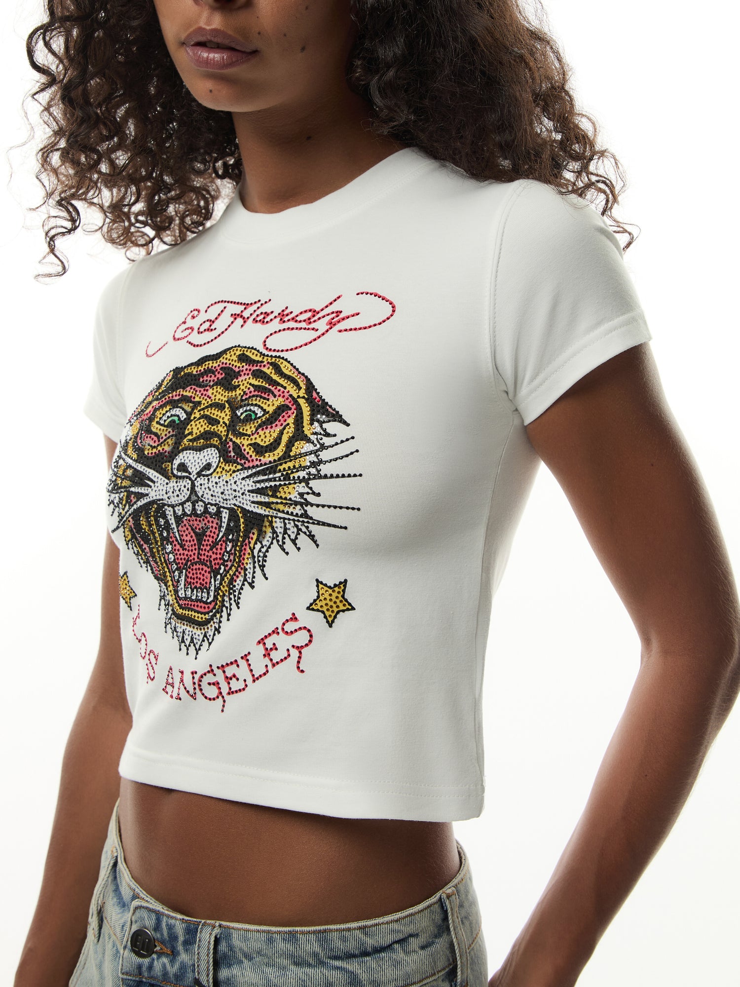 La-Roar-Tiger Diamante Cropped Baby T-shirt