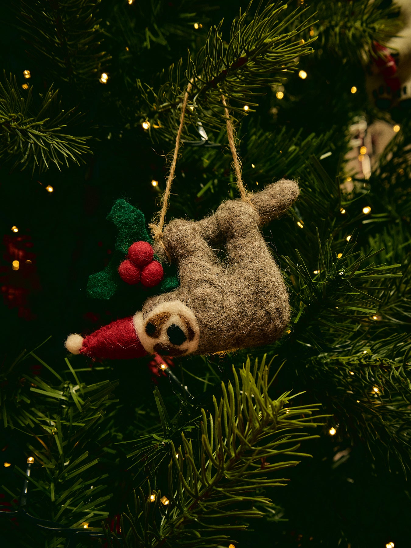 Felt Christmas Sloth Hanging Decoration