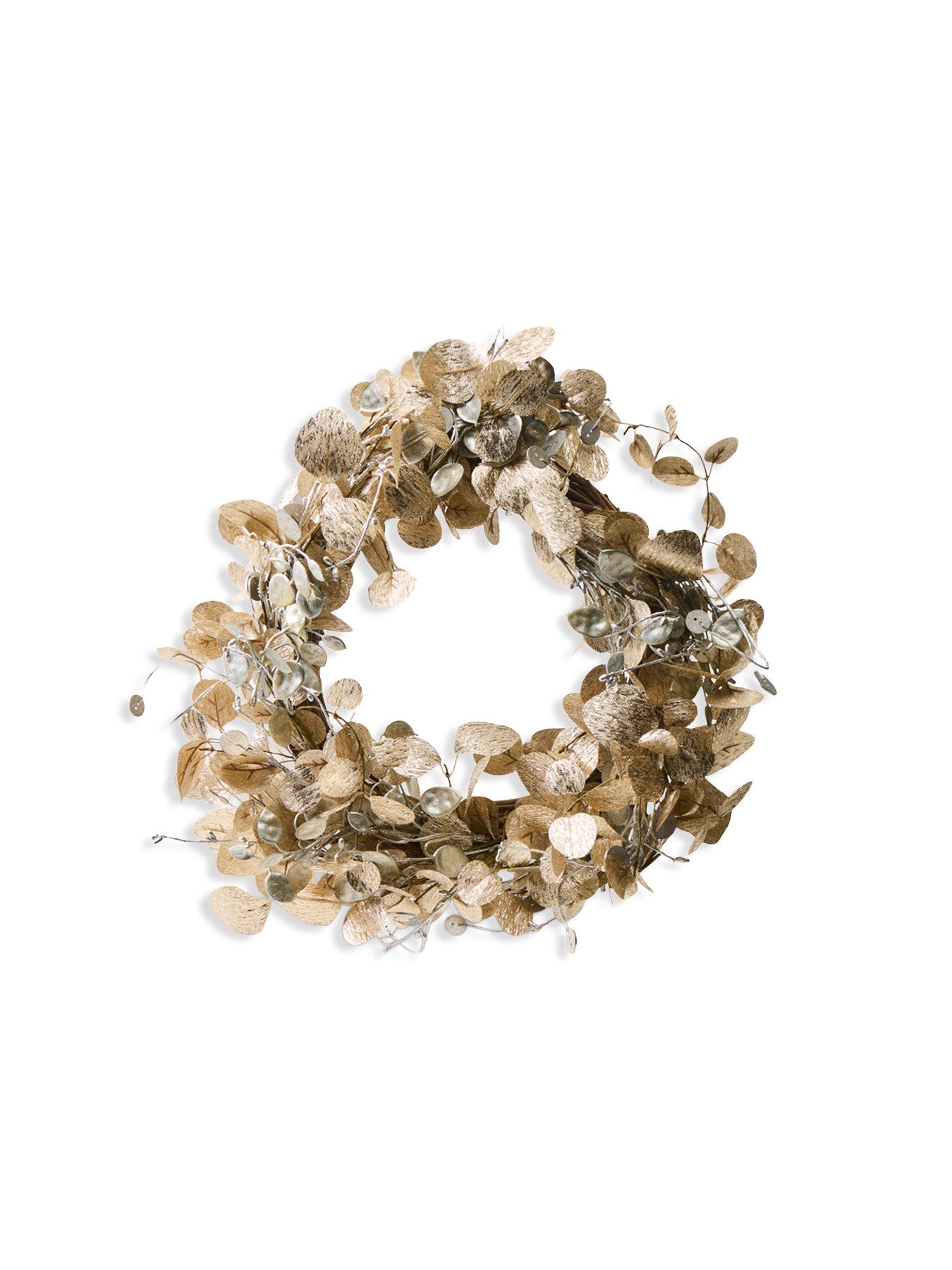 Metallic Gold Eucalyptus Wreath Christmas Decoration 56cm