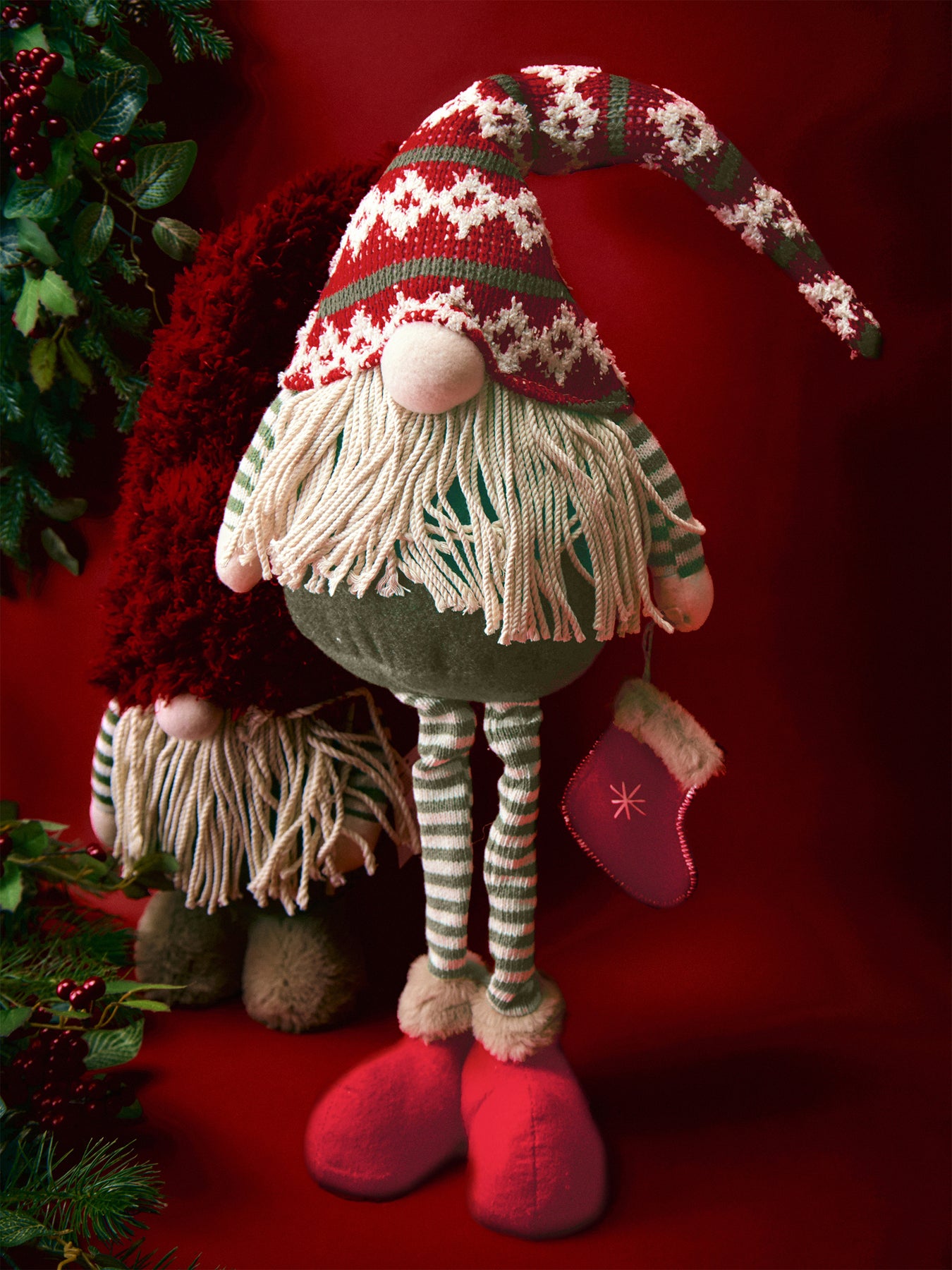 Knitted Hat Standing Gonk Christmas Decoration