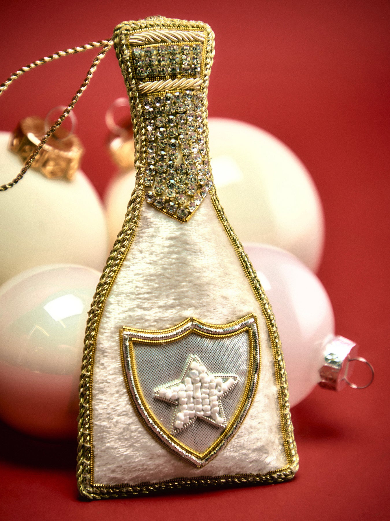 Crystal Champagne Bottle Decoration White