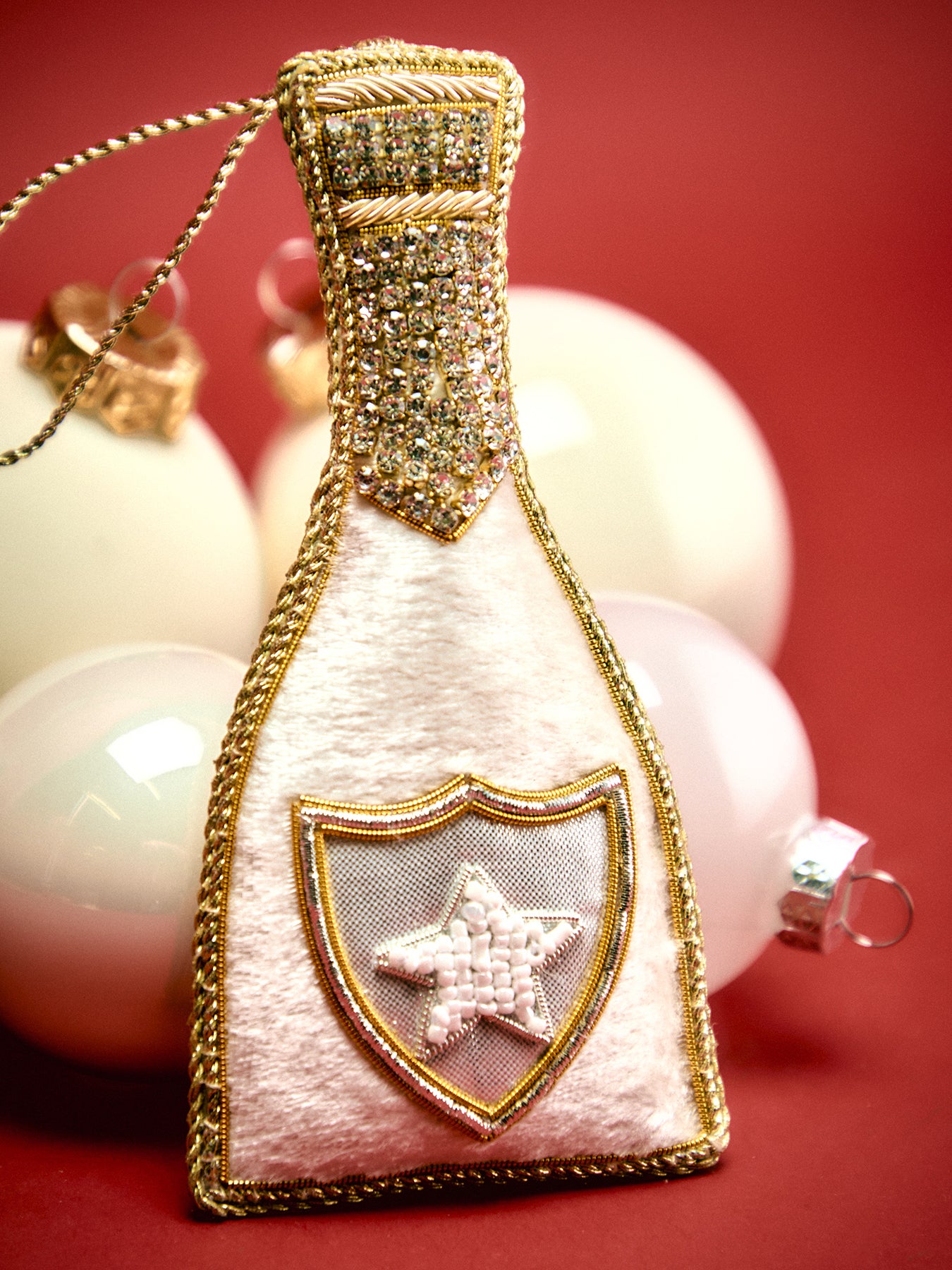 Crystal Champagne Bottle Decoration White