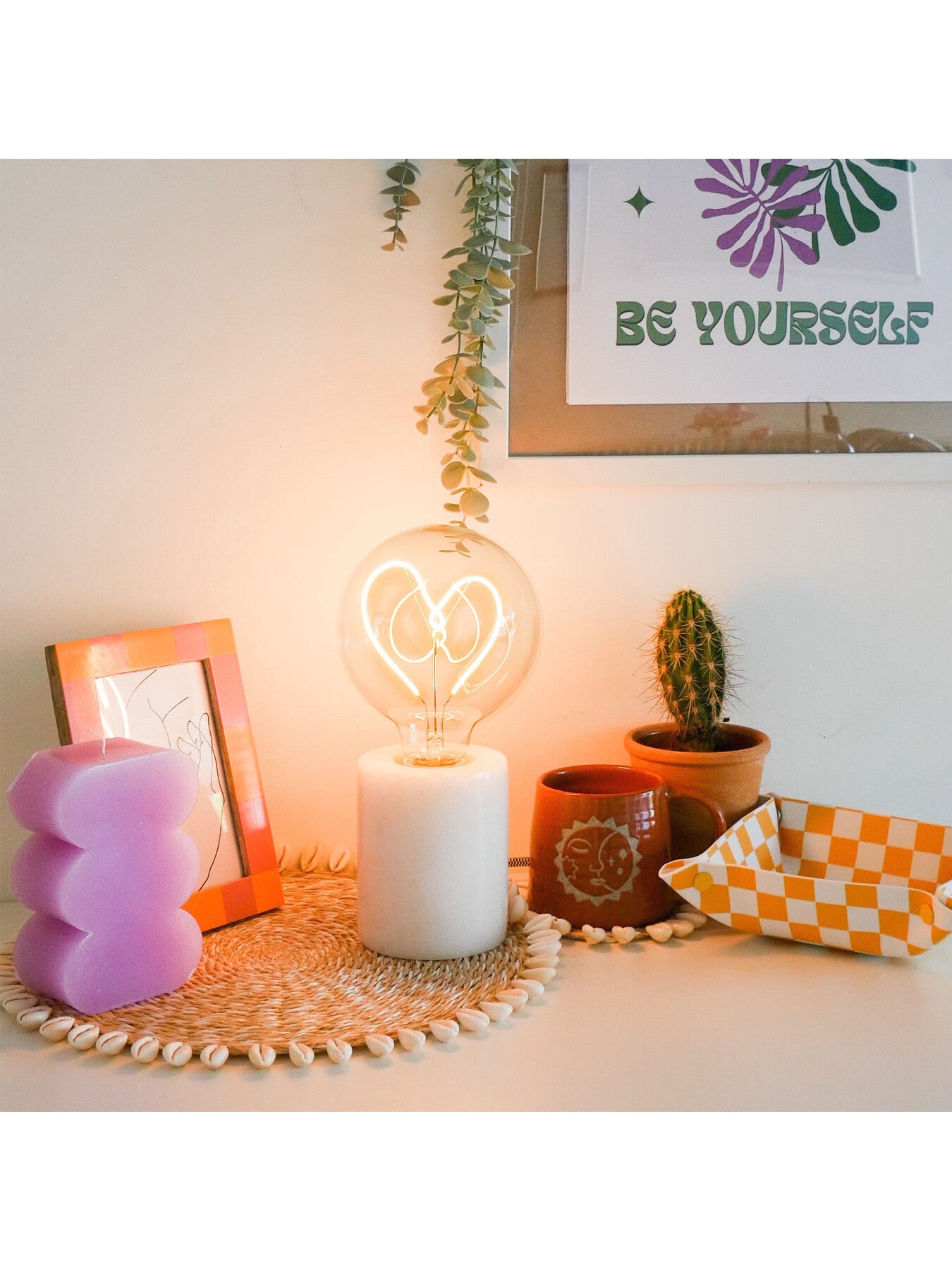 Heart White Screw Down Bulb