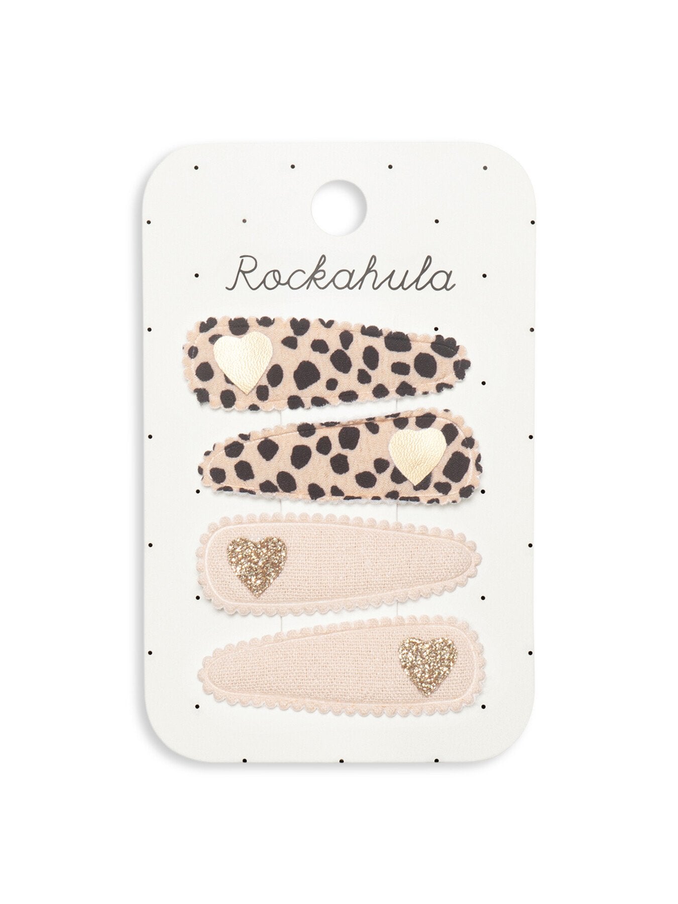 Leopard Heart Fabric Hair Clips