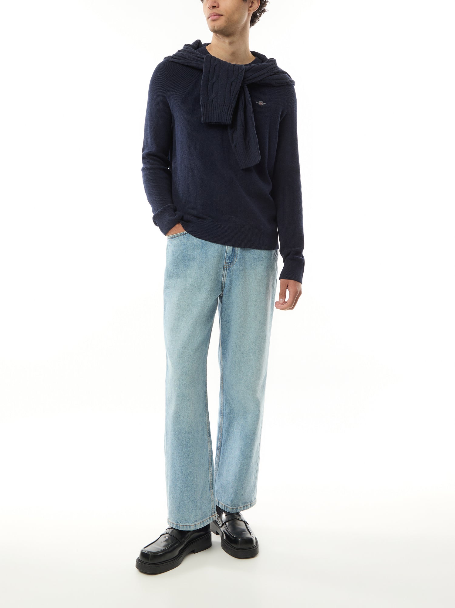 Ribbed Cotton Wool Crew Neck Sweater