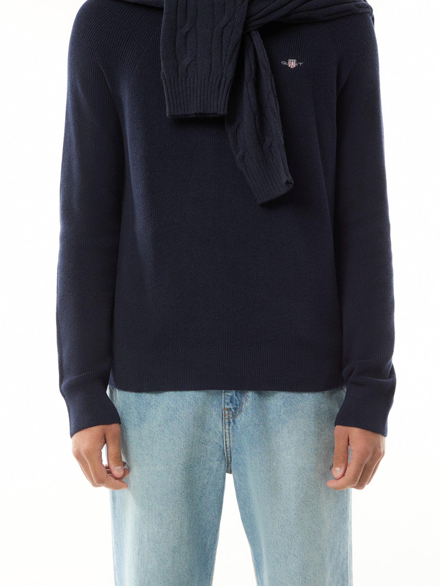 Ribbed Cotton Wool Crew Neck Sweater