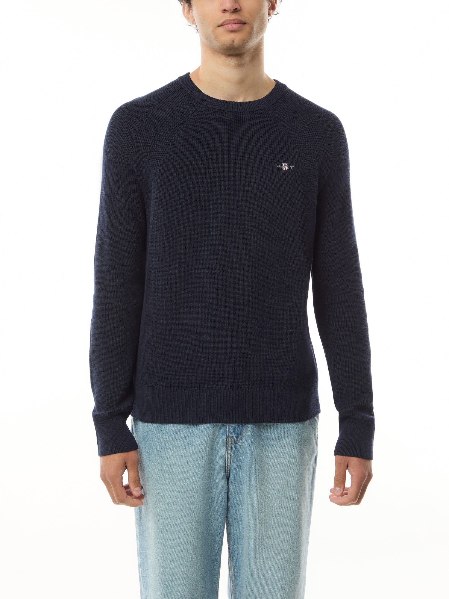 Ribbed Cotton Wool Crew Neck Sweater